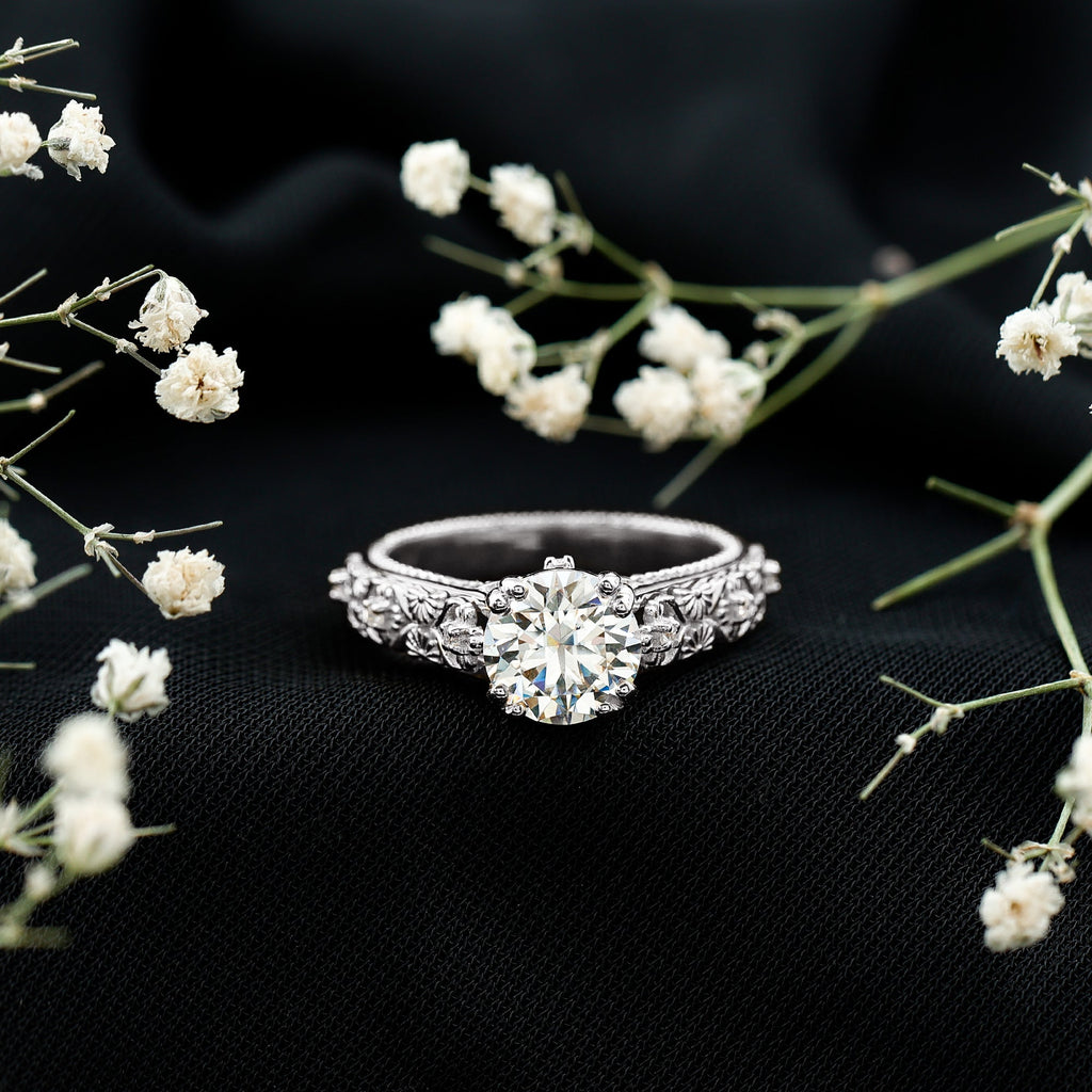 2 Carat Moissanite Double Prong Vintage Engagement Ring