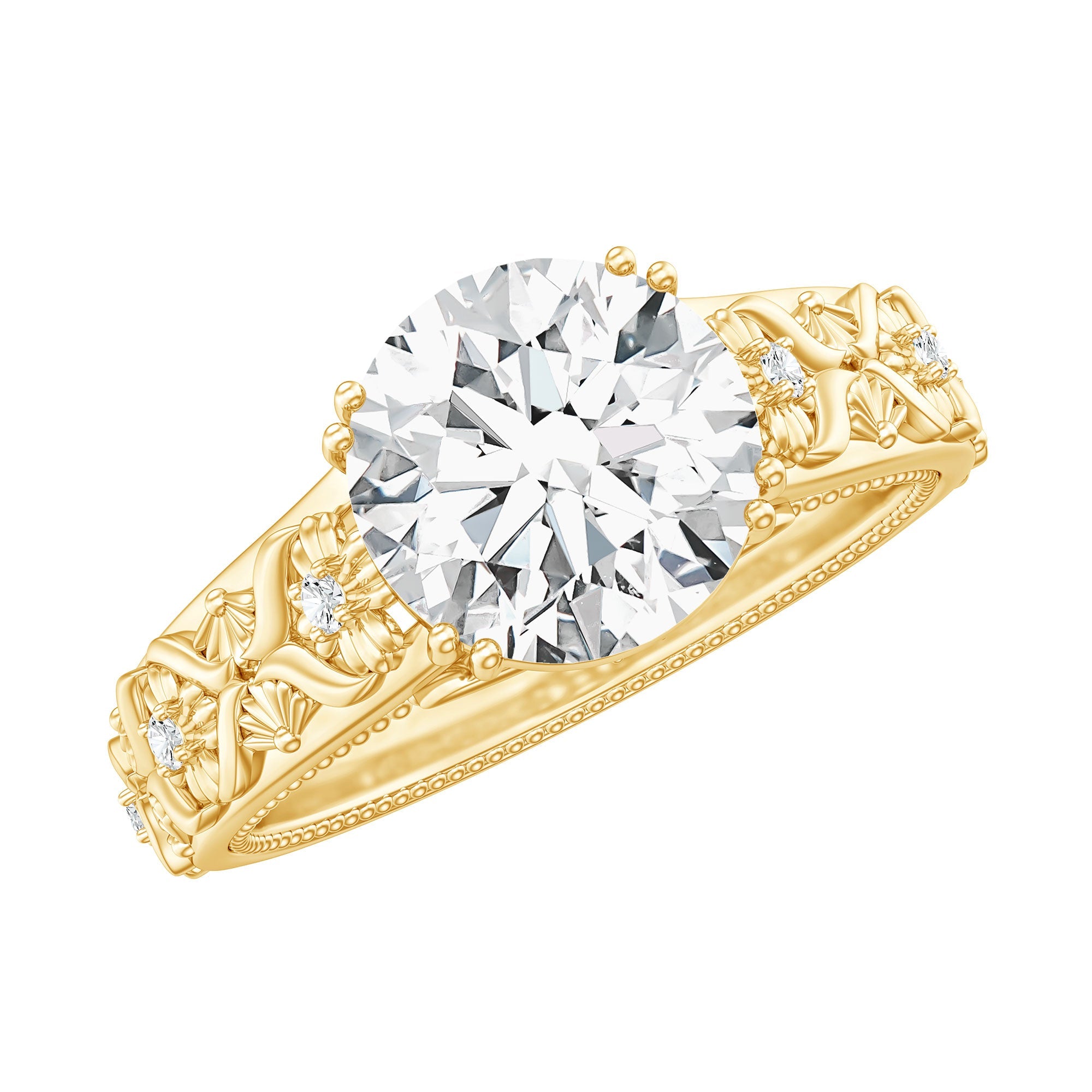 2 Carat Moissanite Double Prong Vintage Engagement Ring | Rings | Wiccan Center