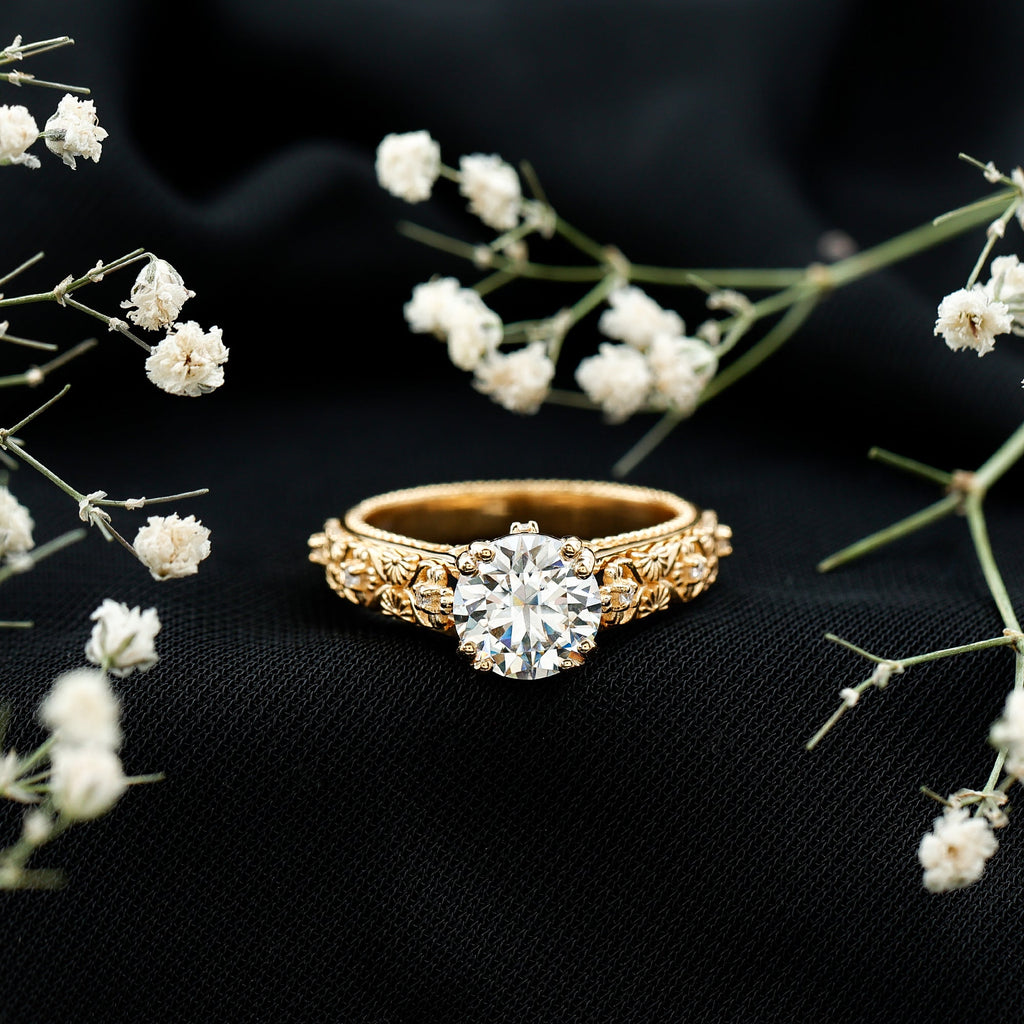 2 Carat Moissanite Double Prong Vintage Engagement Ring