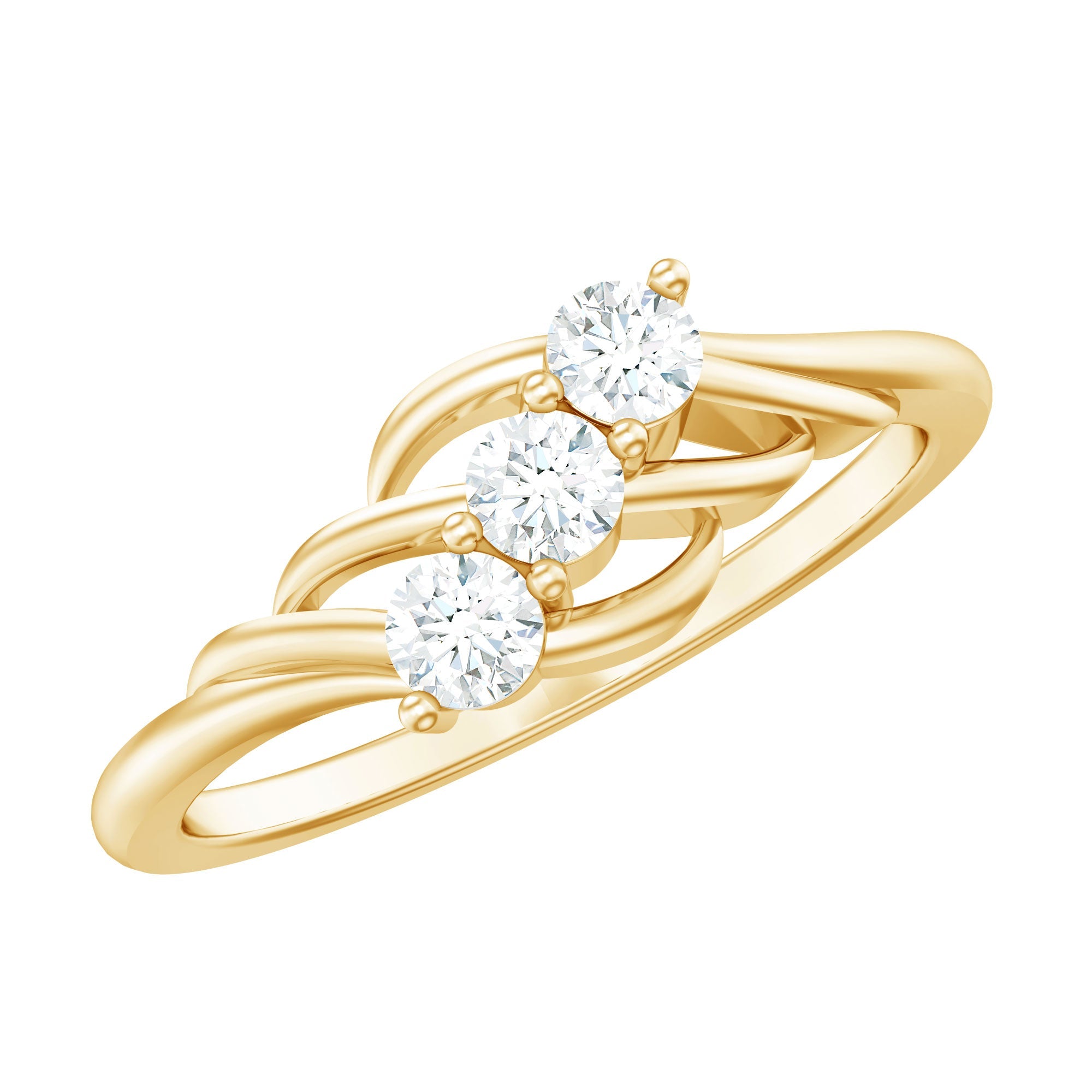 Certified Round Moissanite Three Stone Engagement Ring | Rings | Wiccan Center