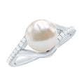 Cultured 7.4 Carat Freshwater Pearl Engagement Ring with Diamond Split Shank