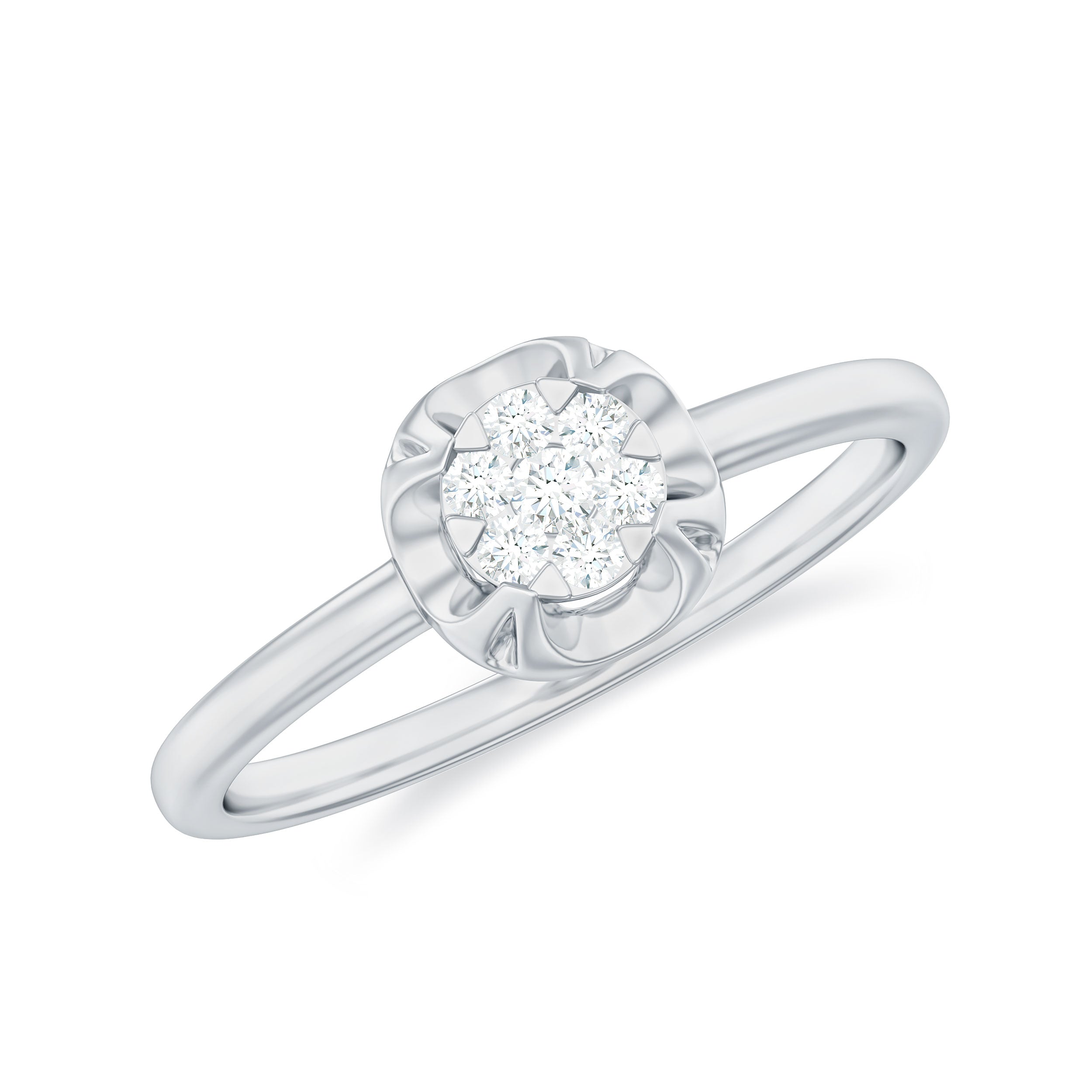 Round Shape Diamond Promise Ring in Illusion Setting