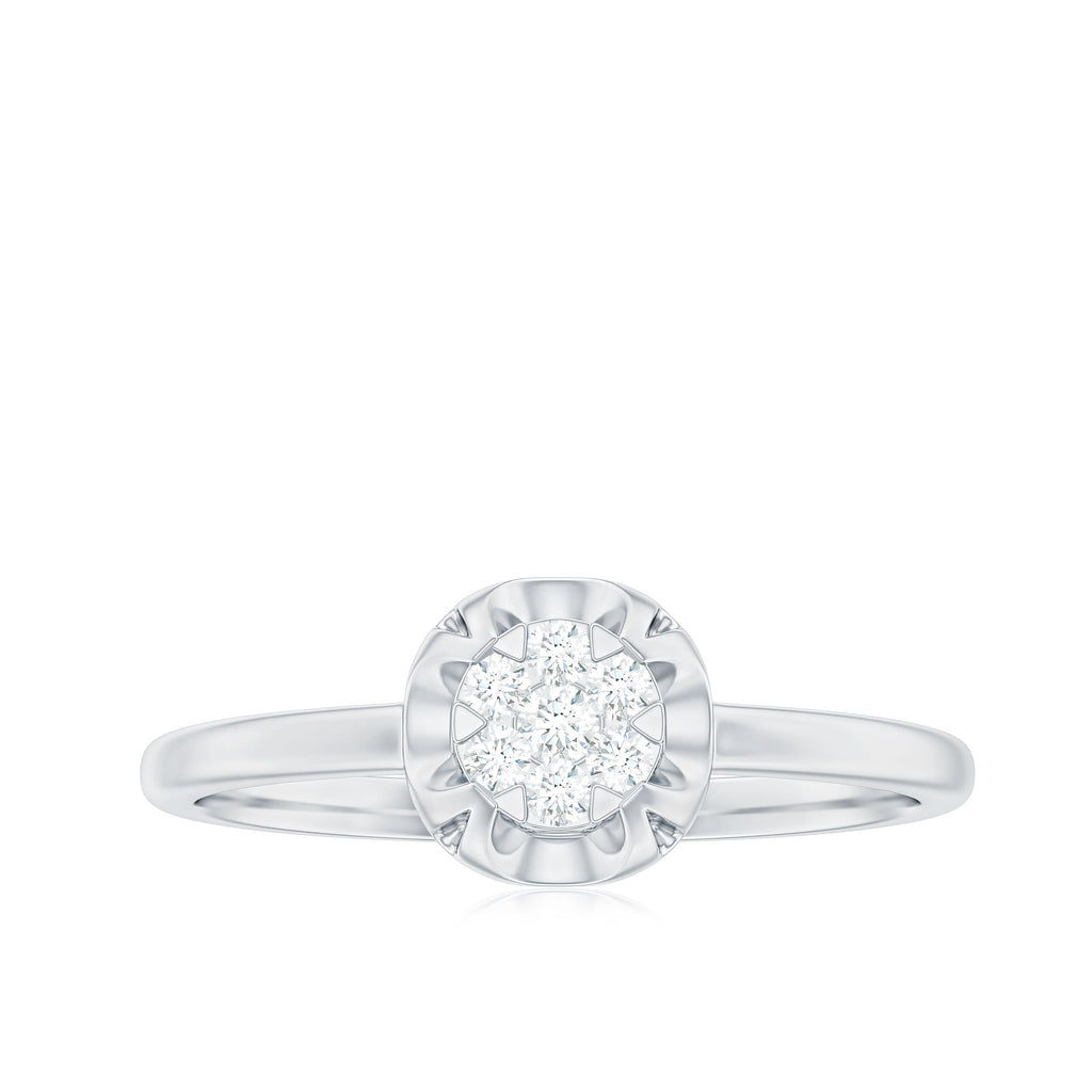 Round Shape Diamond Promise Ring in Illusion Setting