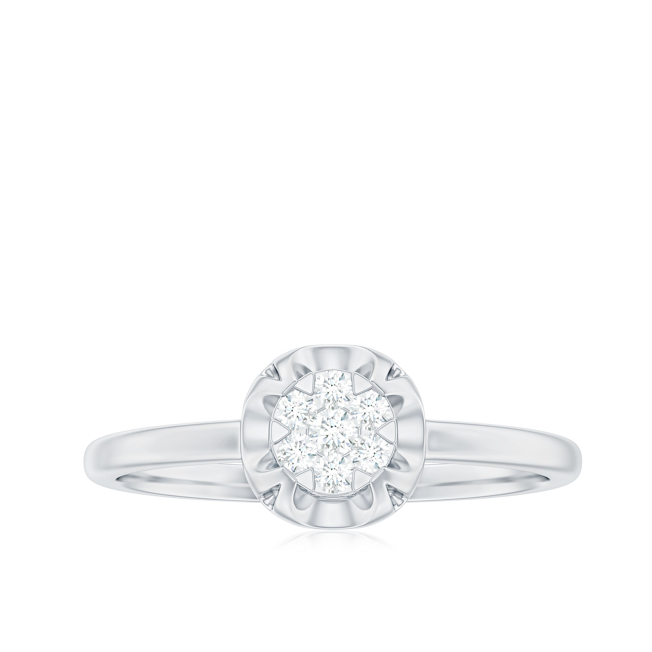 Round Shape Diamond Promise Ring in Illusion Setting