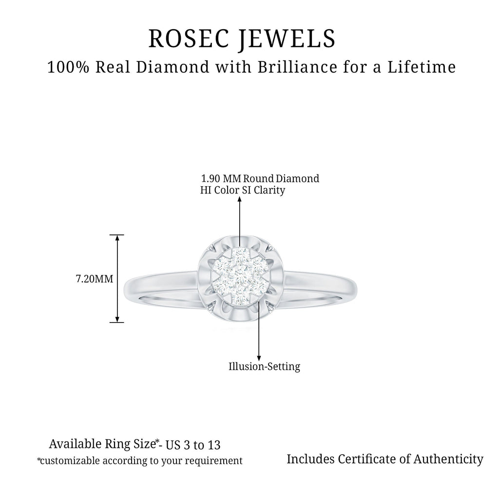 Round Shape Diamond Promise Ring in Illusion Setting