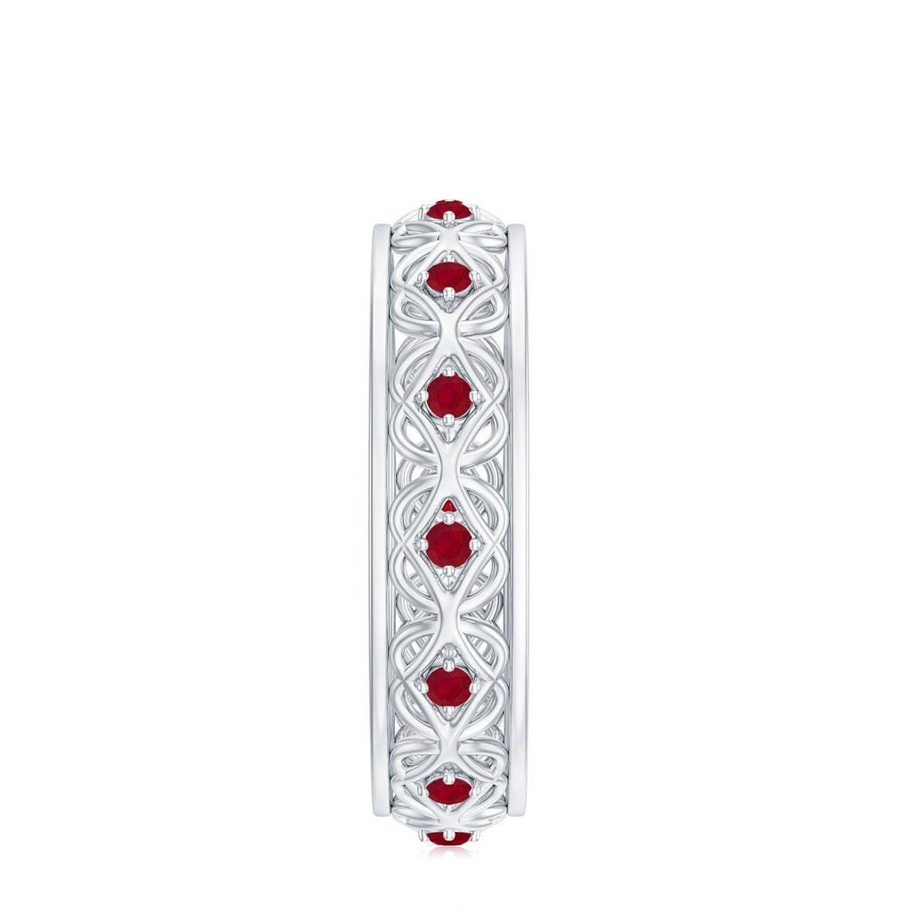 Natural Ruby Celtic Knot Wedding Band for Women