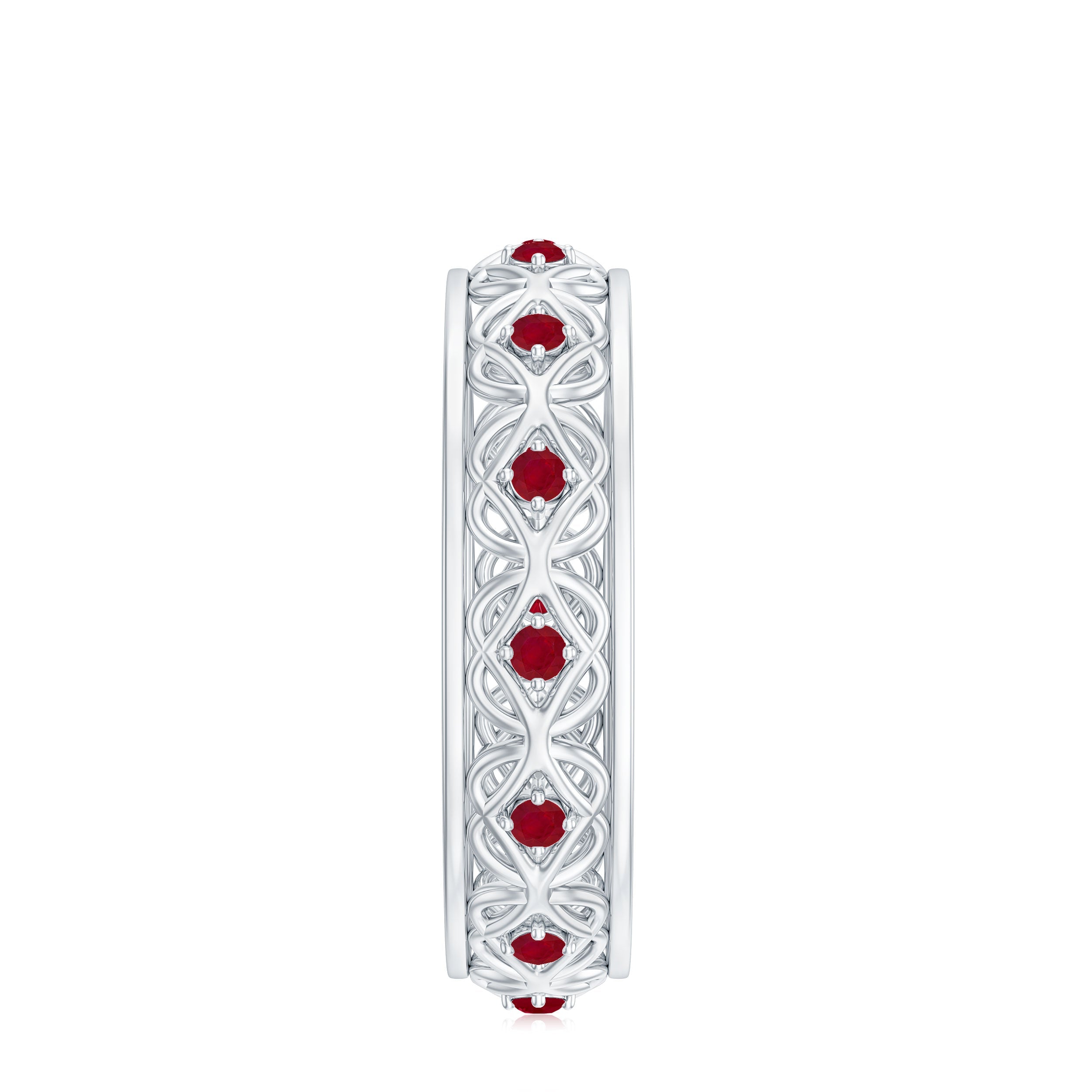 Natural Ruby Celtic Knot Wedding Band for Women