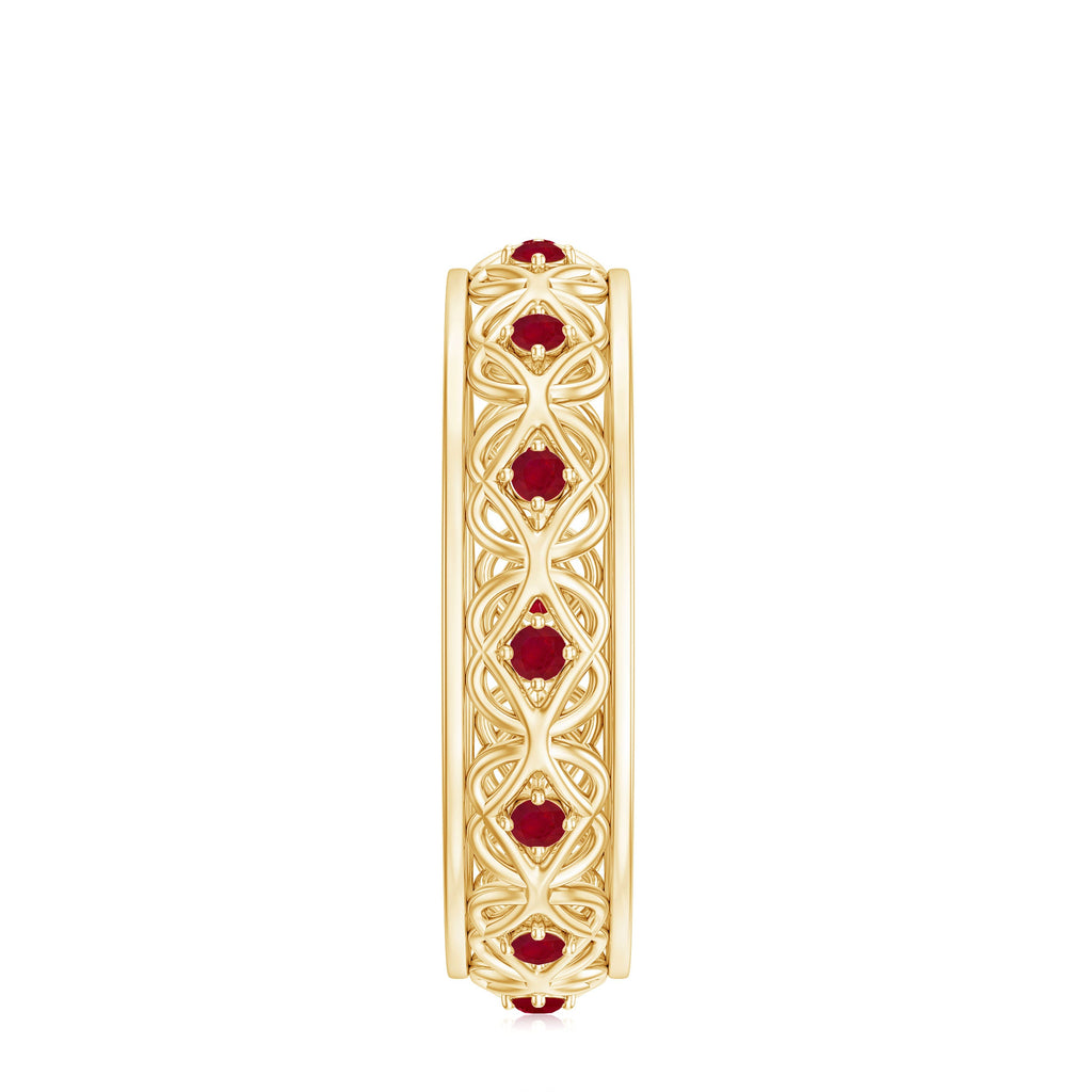 Natural Ruby Celtic Knot Wedding Band for Women