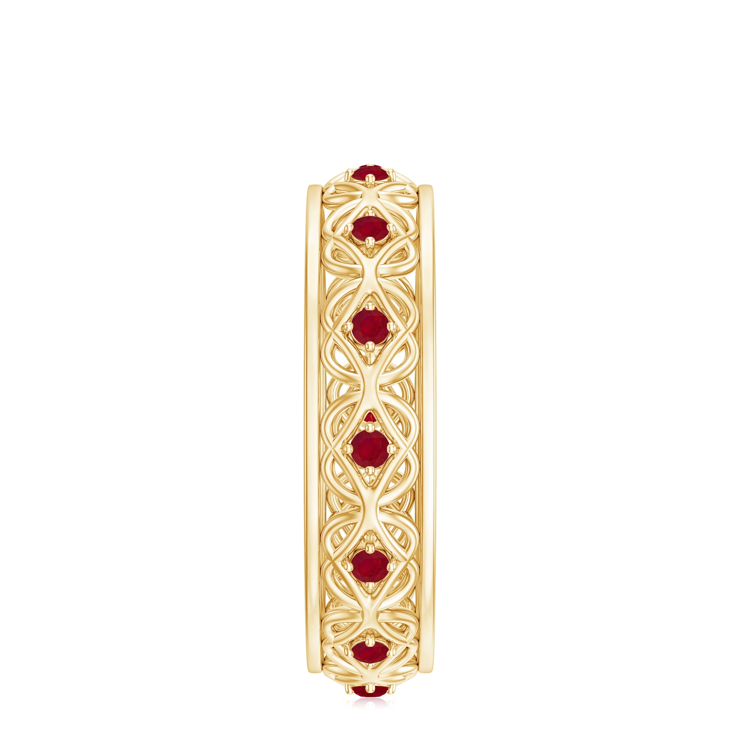 Natural Ruby Celtic Knot Wedding Band for Women