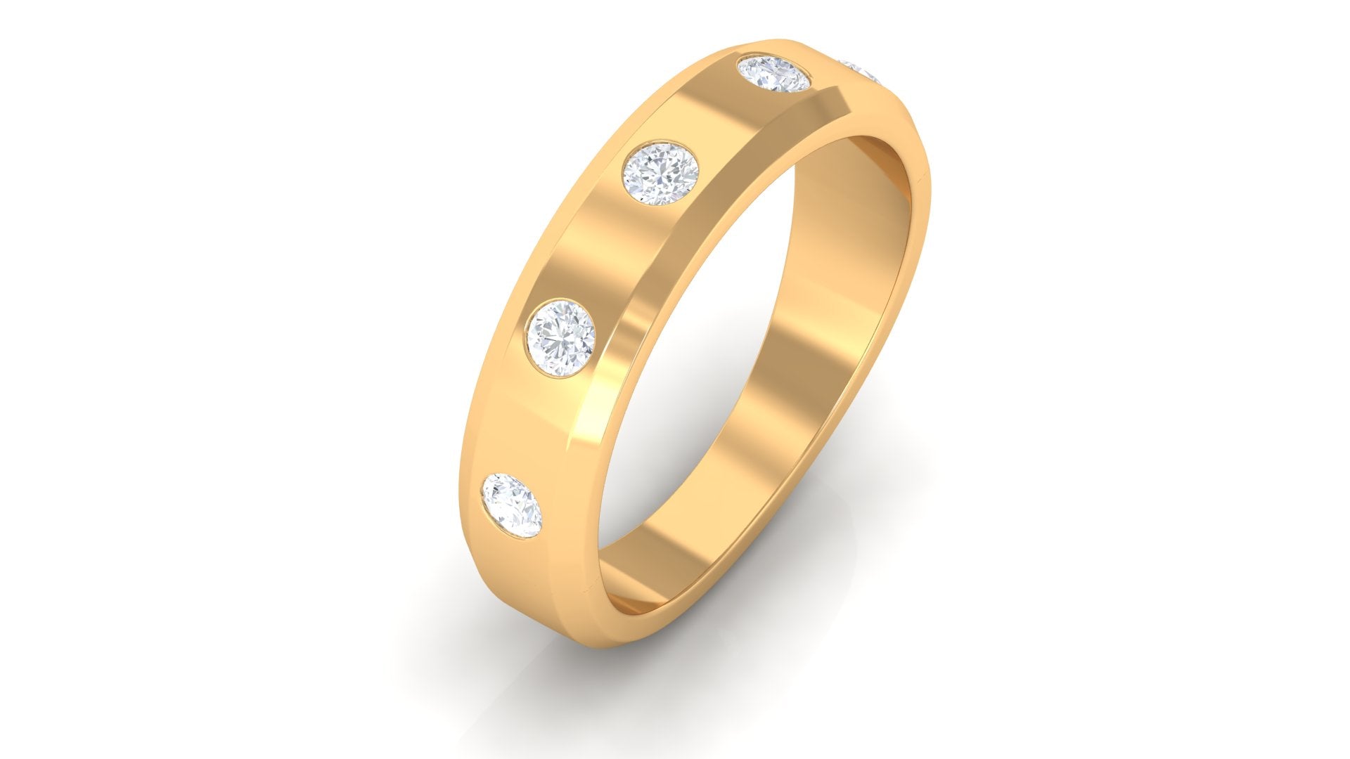 Certified Natural Diamond Mens Wedding Band
