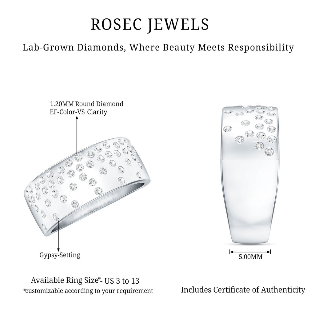Lab Grown Diamond Wide Wedding Band With Certificate