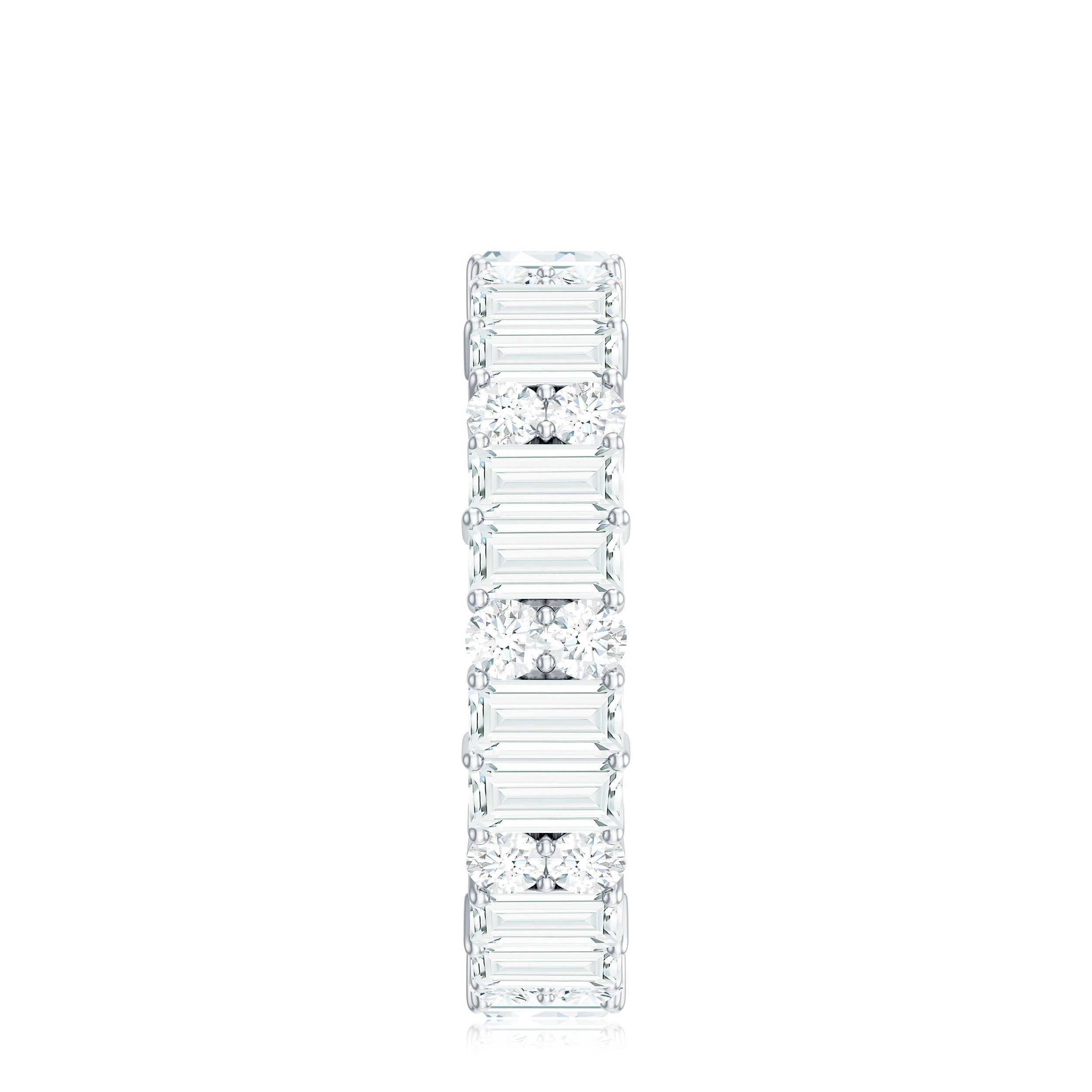 Round and Baguette Cut Moissanite Eternity Wedding Band