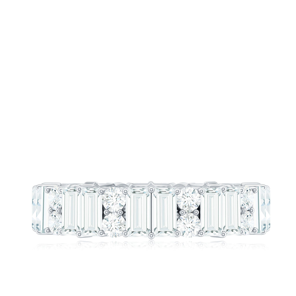 Round and Baguette Cut Moissanite Eternity Wedding Band