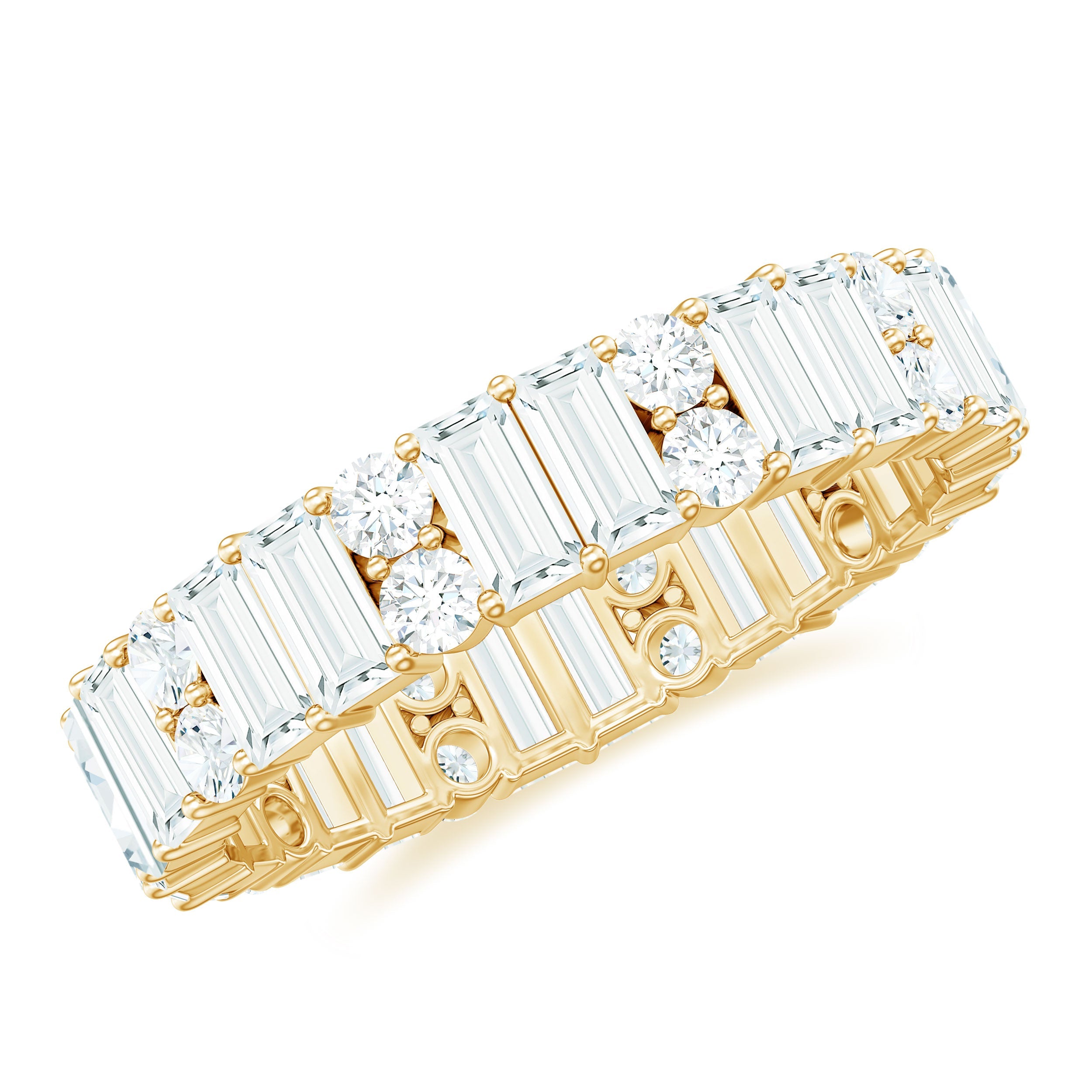 Round and Baguette Cut Moissanite Eternity Wedding Band | Rings | Wiccan Center
