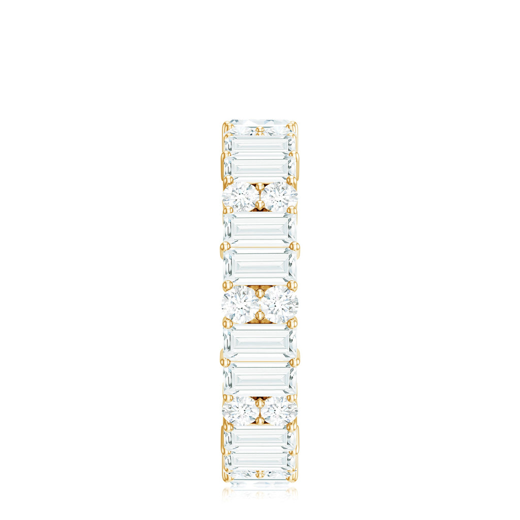 Round and Baguette Cut Moissanite Eternity Wedding Band