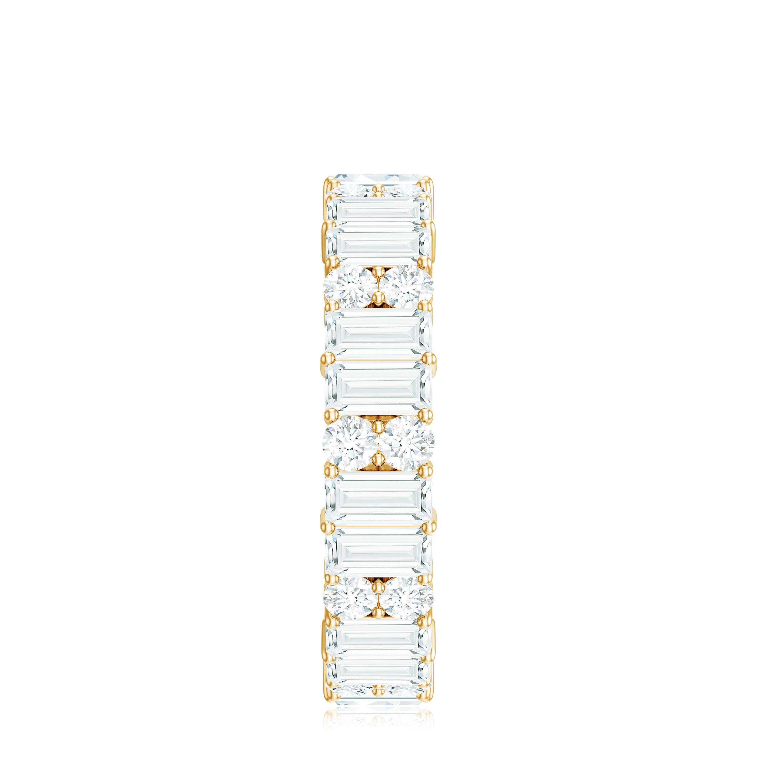 Round and Baguette Cut Moissanite Eternity Wedding Band