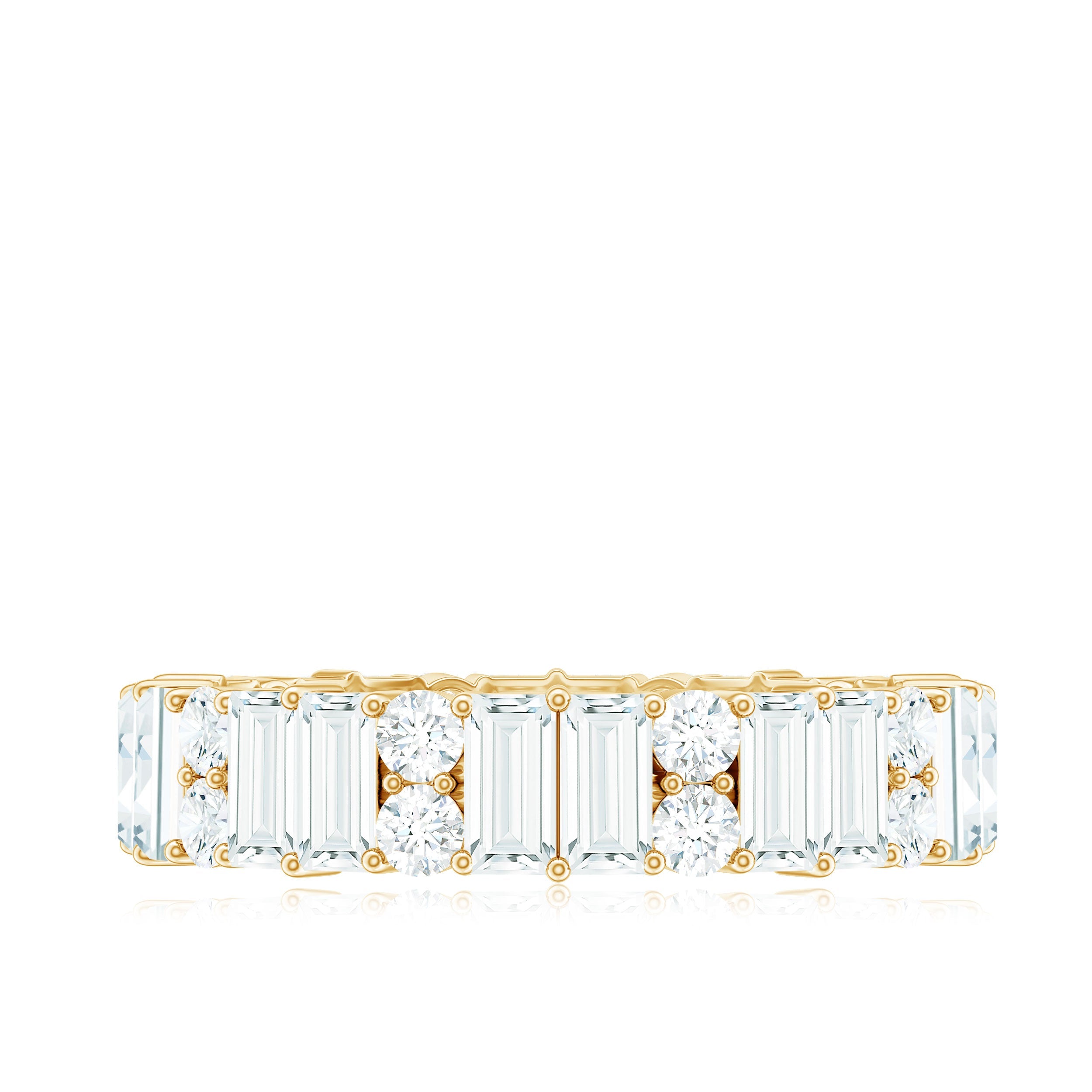 Round and Baguette Cut Moissanite Eternity Wedding Band