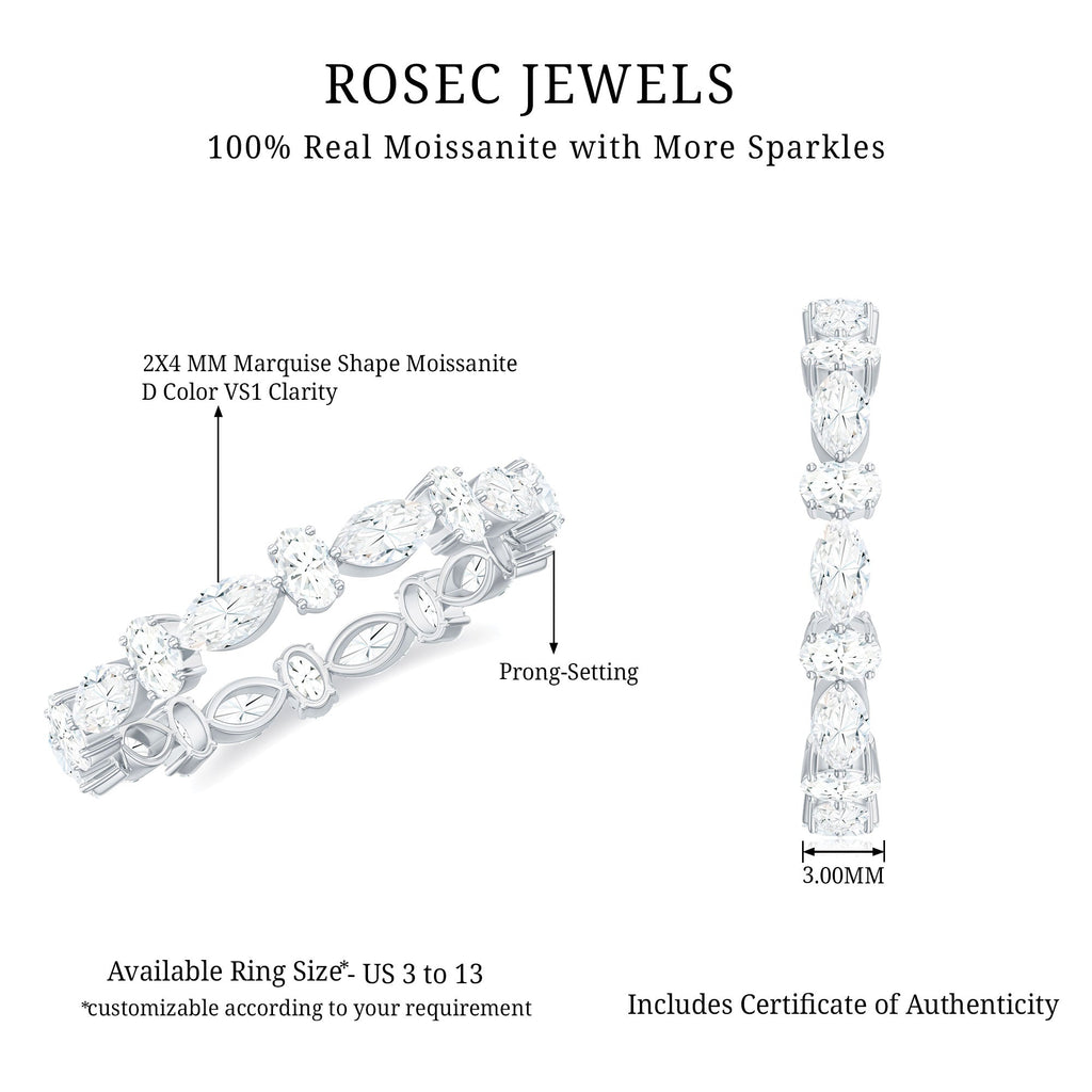 Oval and Marquise Cut Moissanite Stackable Eternity Ring