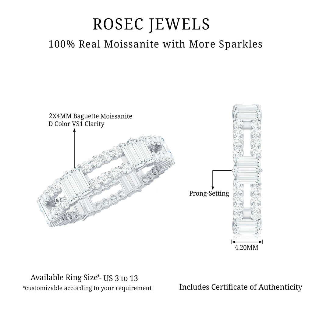 Unique Moissanite Eternity Wedding Band Ring