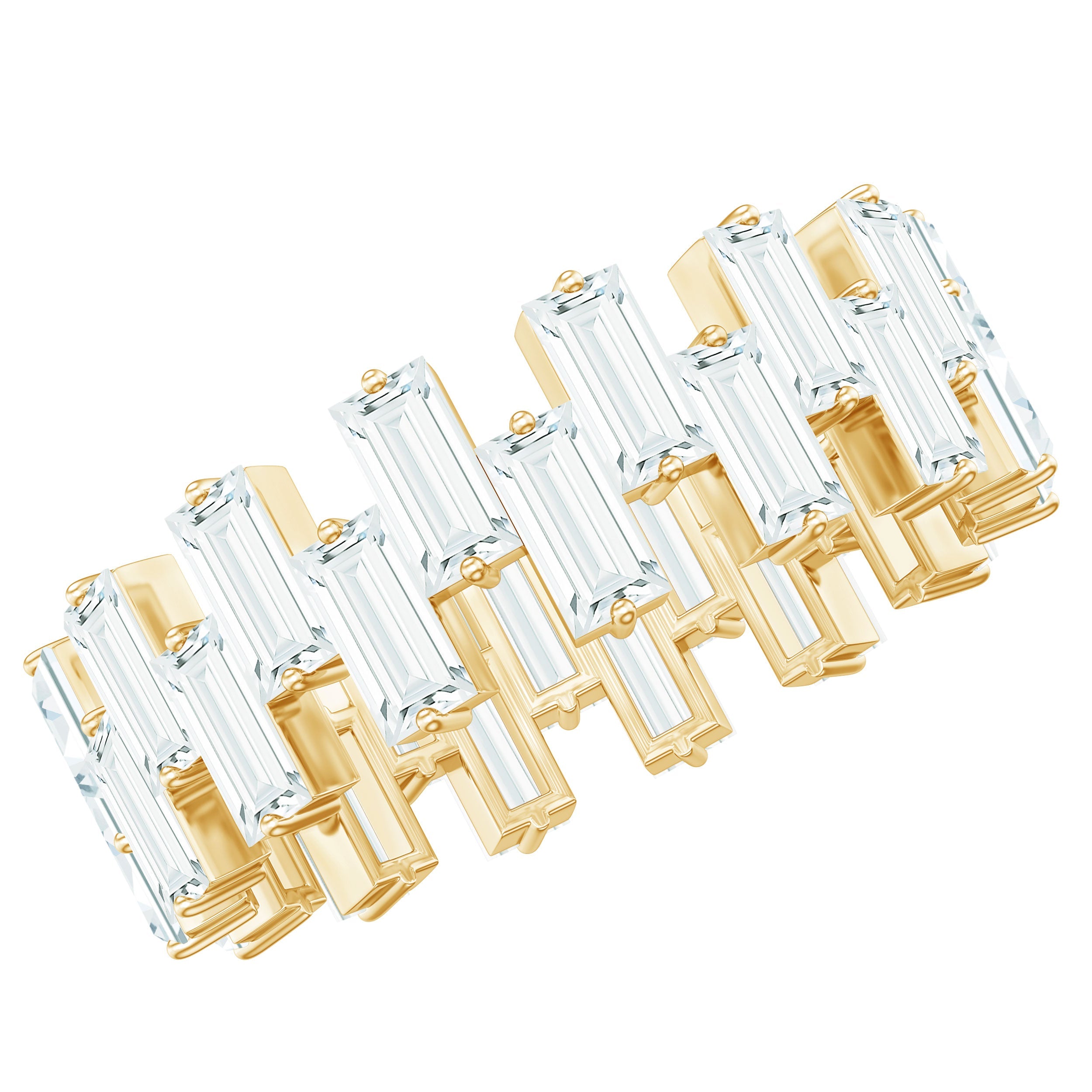 Certified Moissanite Baguette Eternity Band Ring | Rings | Wiccan Center