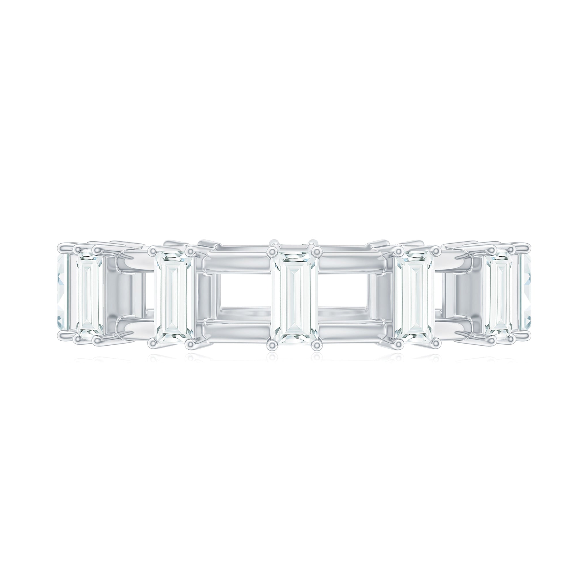 Moissanite Baguette Wedding Band with Certificate