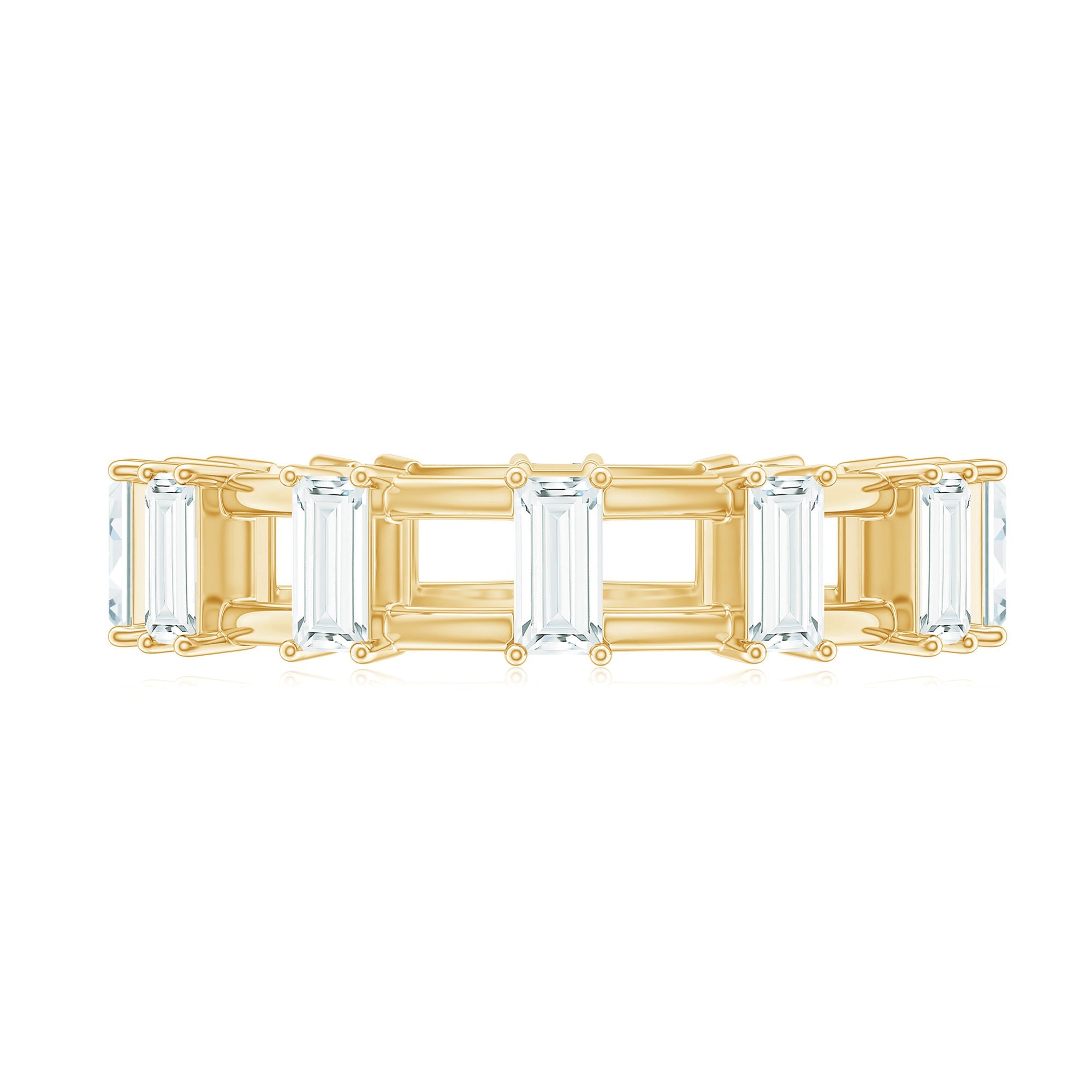 Moissanite Baguette Wedding Band with Certificate