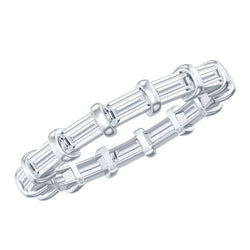 Certified Baguette Cut Moissanite East West Eternity Ring | Rings | Wiccan Center