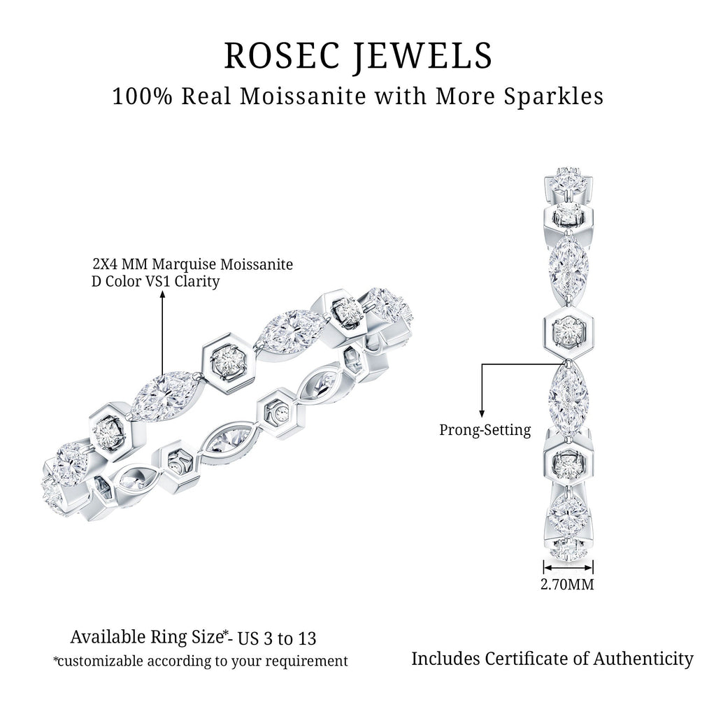 Certified Moissanite Contemporary Eternity Ring