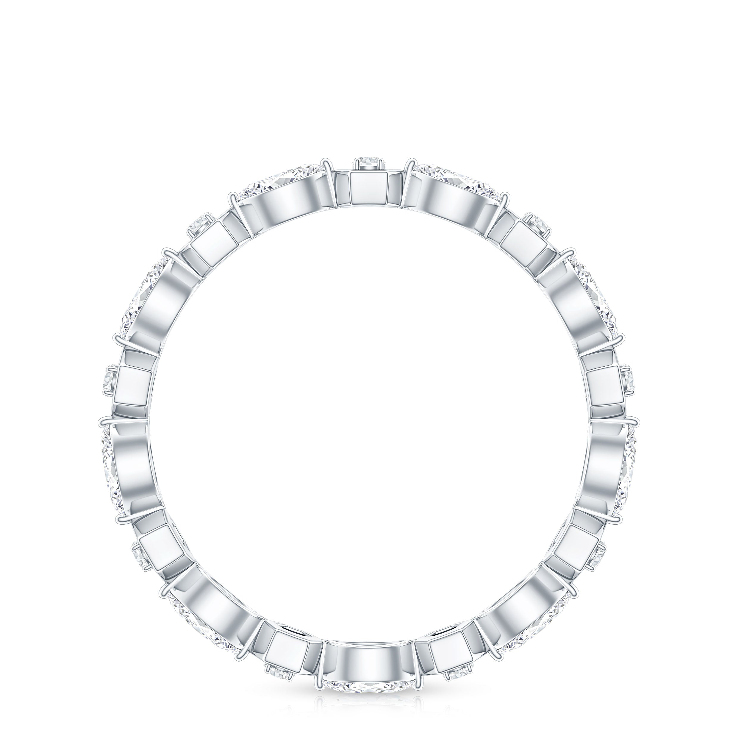Certified Moissanite Contemporary Eternity Ring