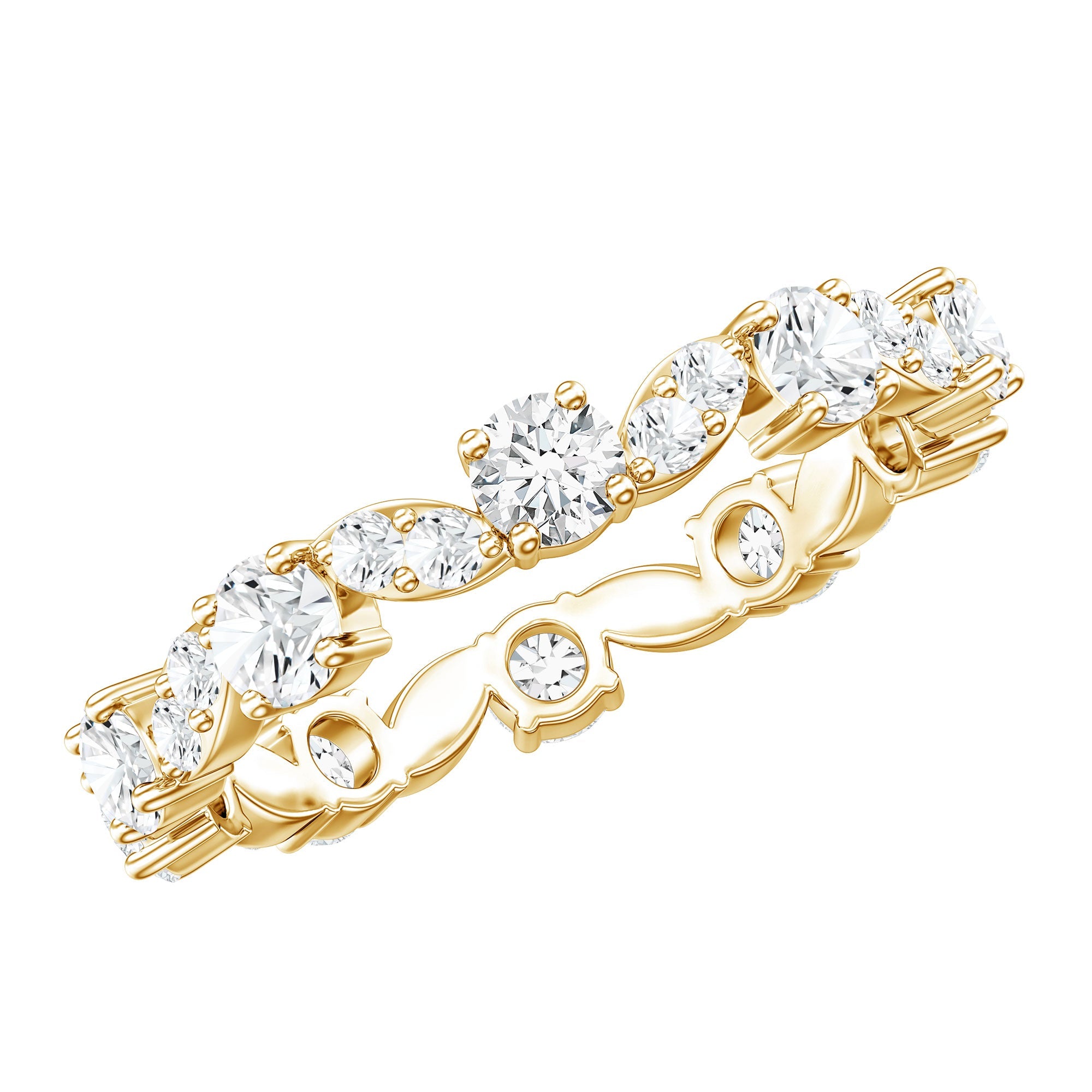 Certified Moissanite Eternity Wedding Band Ring in Prong Setting | Rings | Wiccan Center