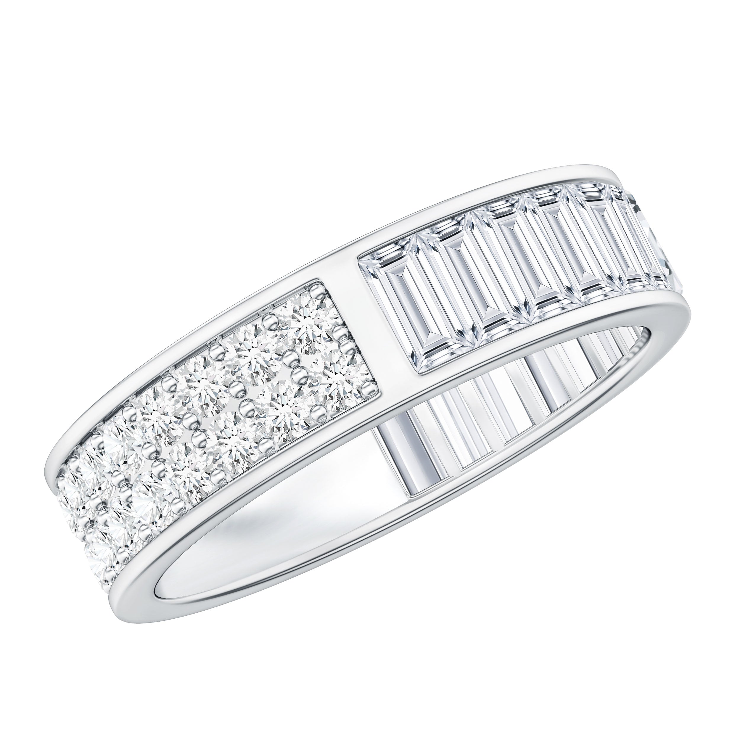Certified Moissanite Wide Eternity Wedding Band