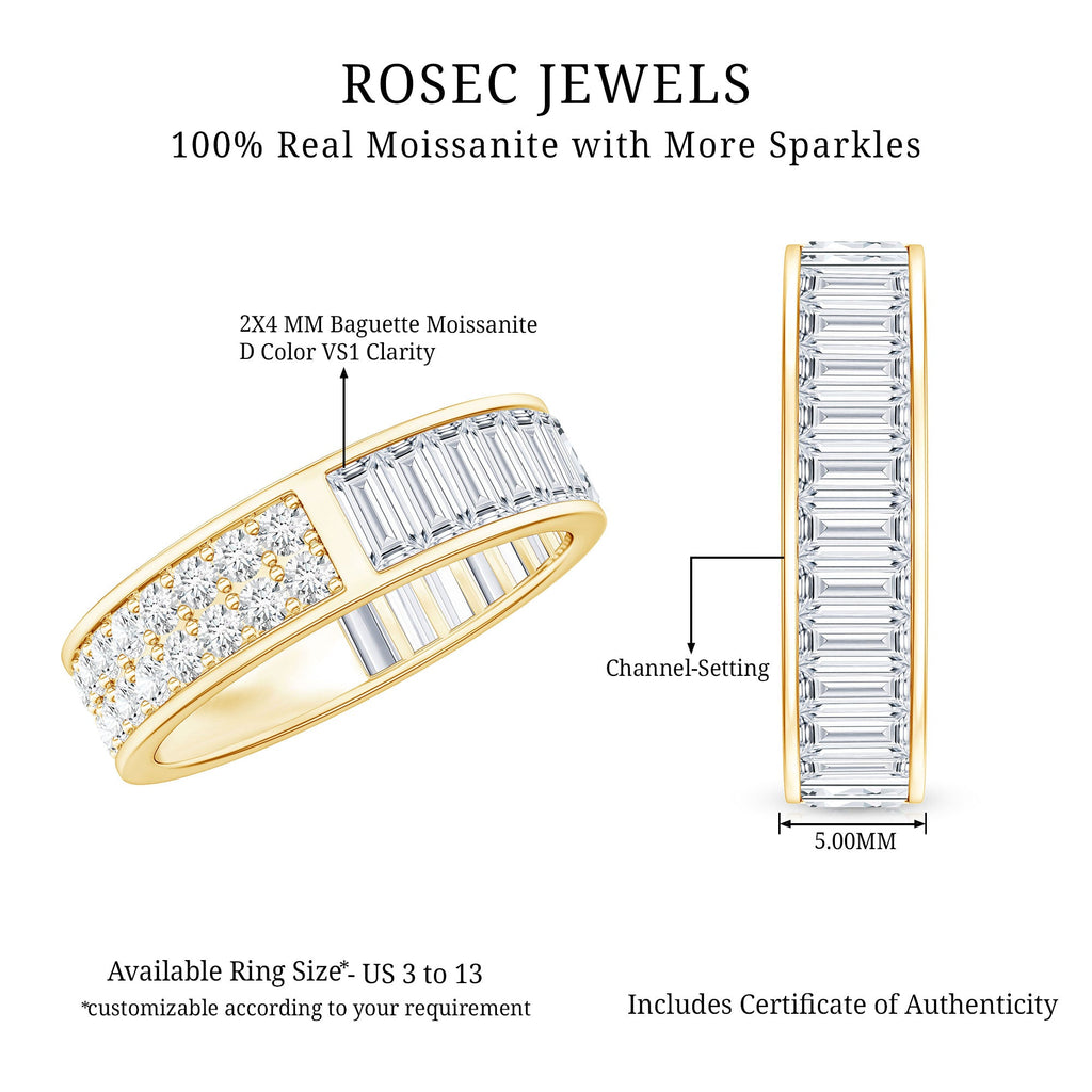 Certified Moissanite Wide Eternity Wedding Band