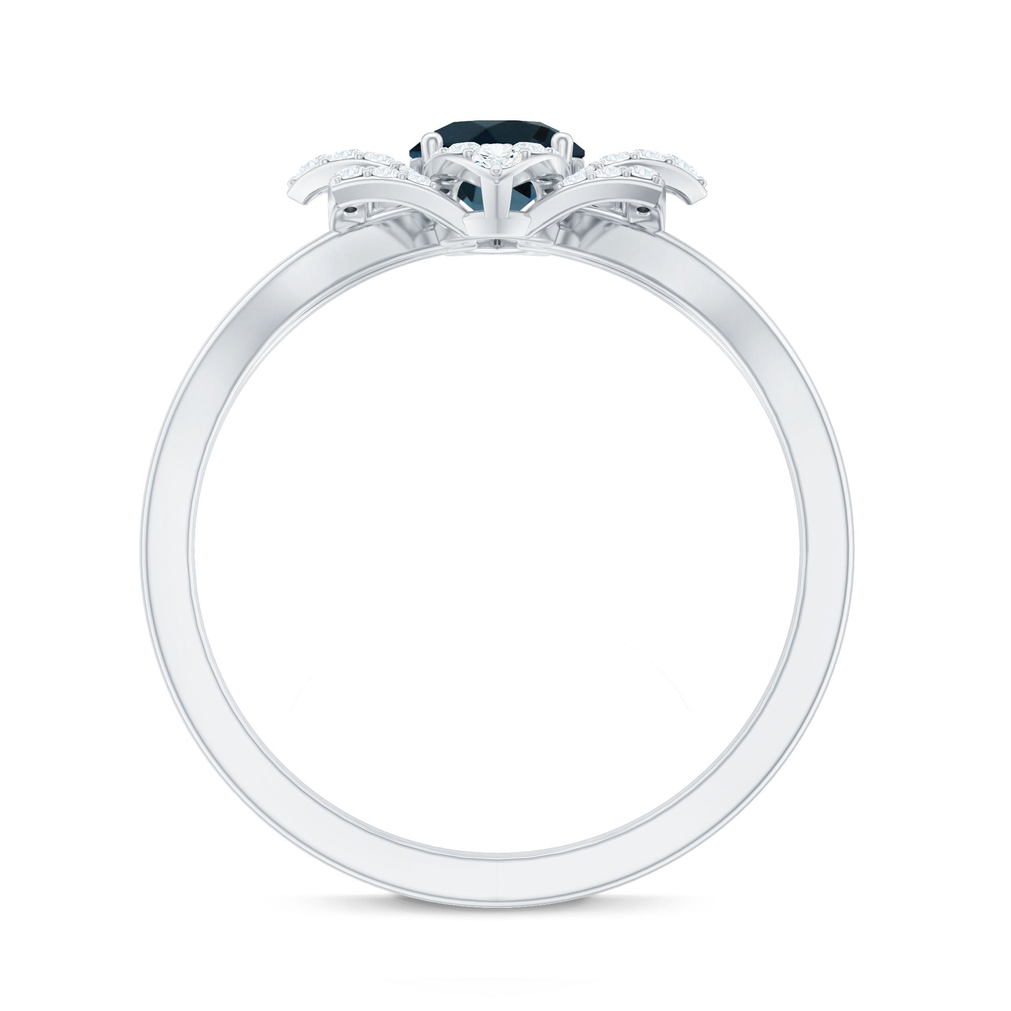 Flower Inspired London Blue Topaz and Diamond Engagement Ring