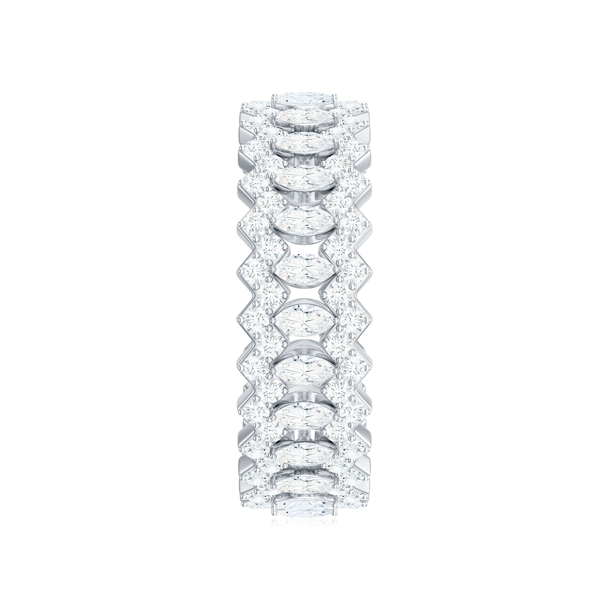 Certified Wide Moissanite Designer Wedding Band