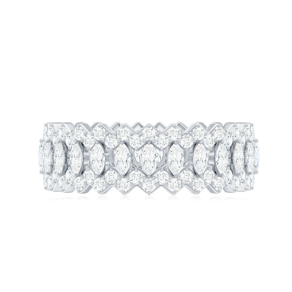 Certified Wide Moissanite Designer Wedding Band