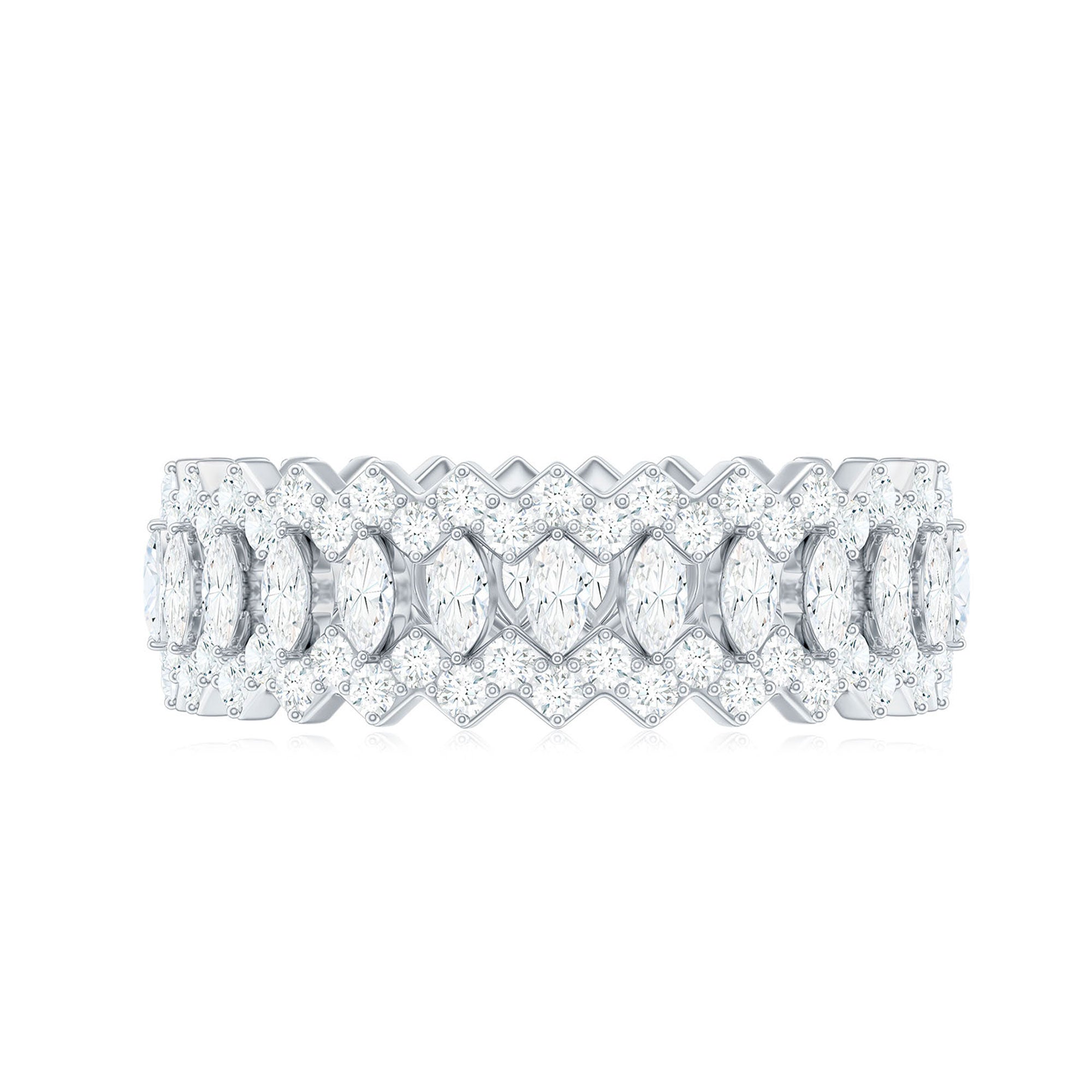 Certified Wide Moissanite Designer Wedding Band