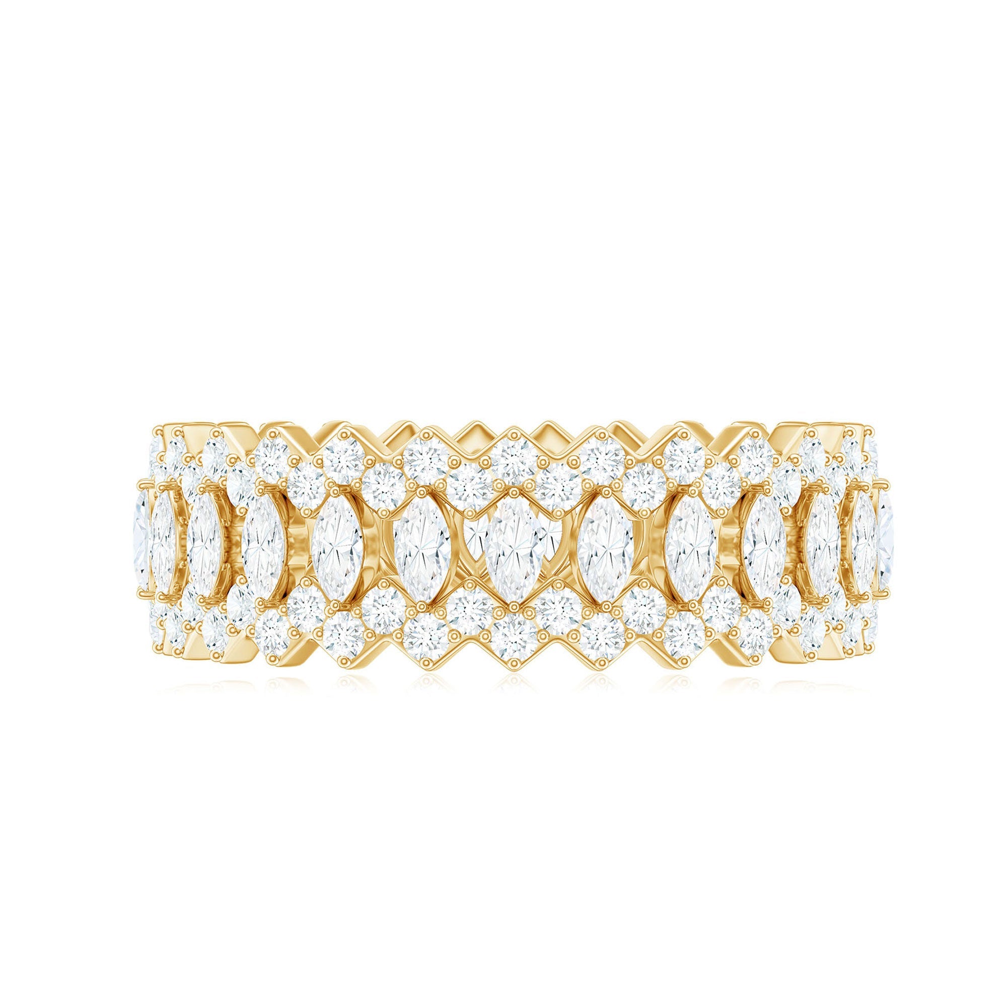 Certified Wide Moissanite Designer Wedding Band