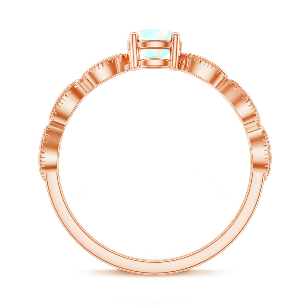 Nature Inspired Solitaire Ethiopian Rainbow Opal Leaf Ring
