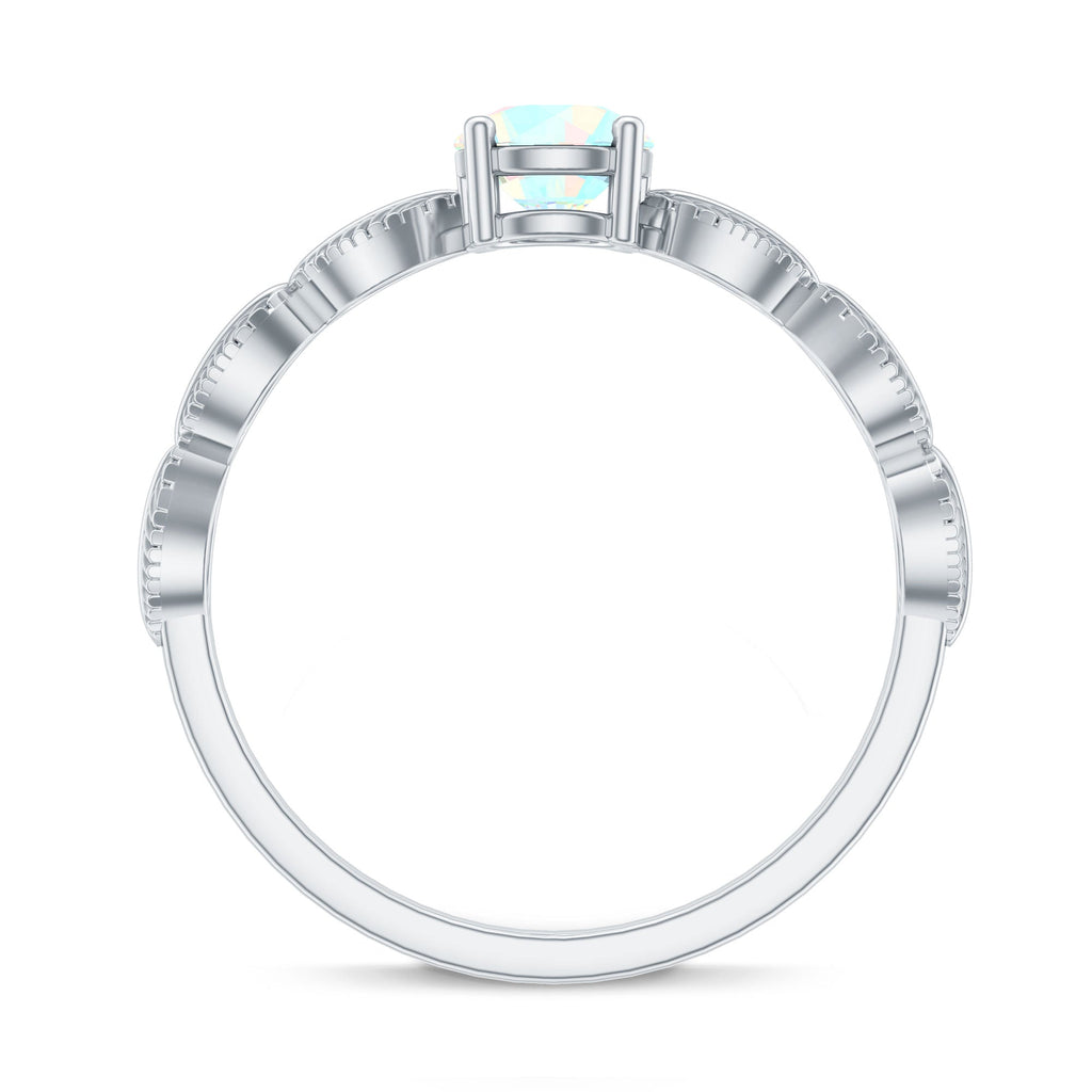 Nature Inspired Solitaire Ethiopian Rainbow Opal Leaf Ring
