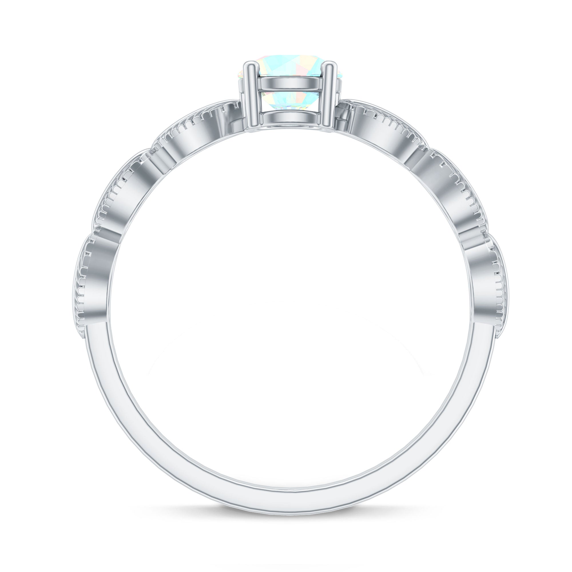 Nature Inspired Solitaire Ethiopian Rainbow Opal Leaf Ring