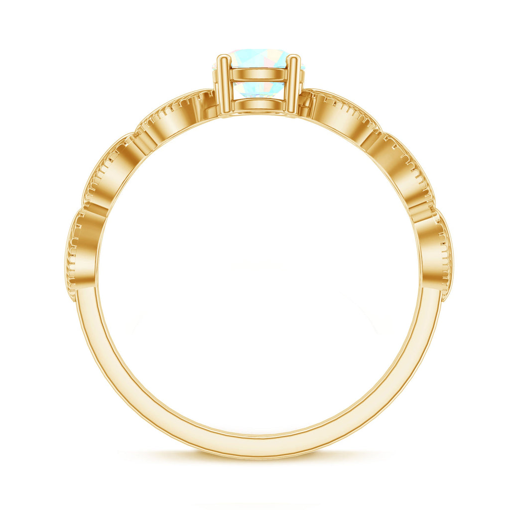 Nature Inspired Solitaire Ethiopian Rainbow Opal Leaf Ring