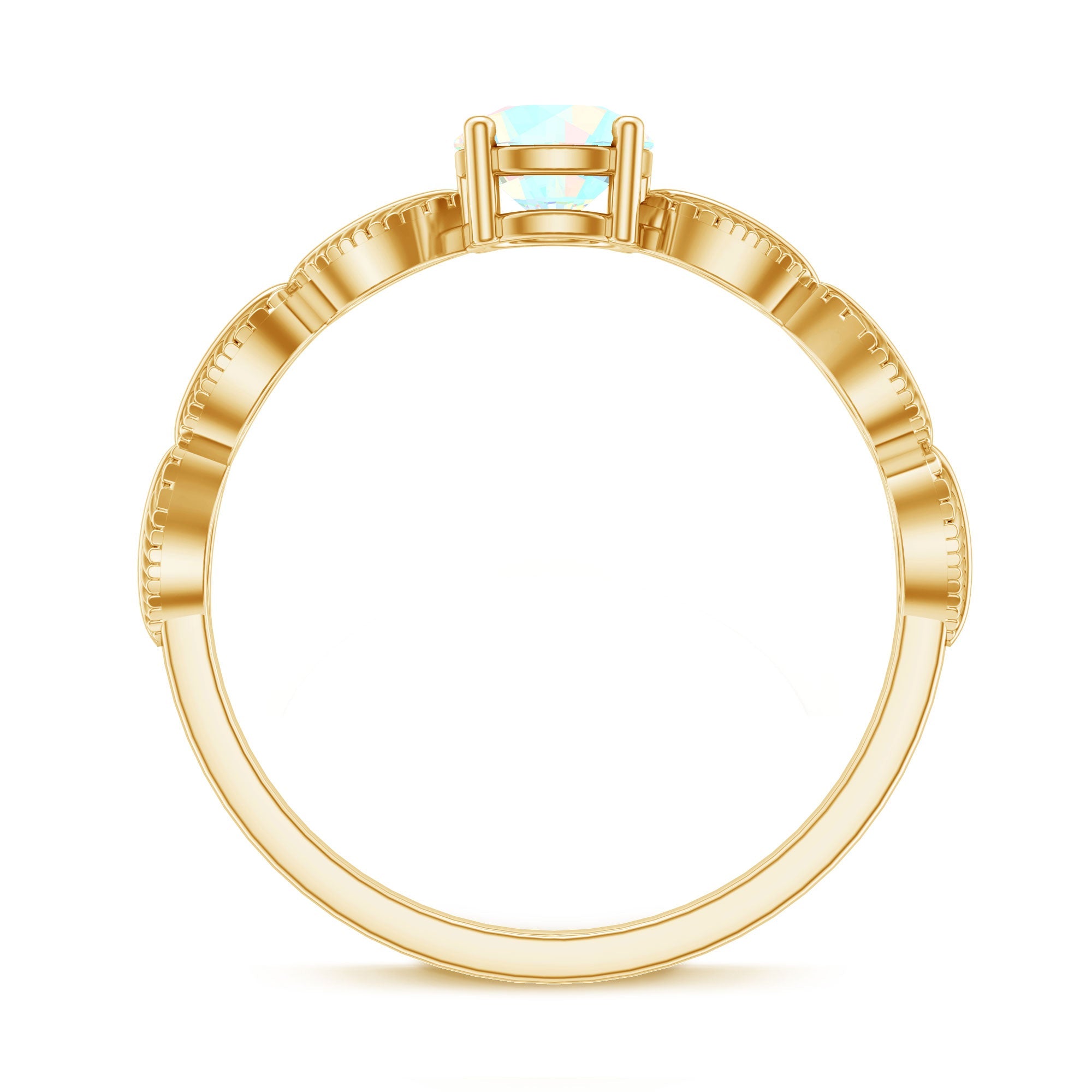 Nature Inspired Solitaire Ethiopian Rainbow Opal Leaf Ring