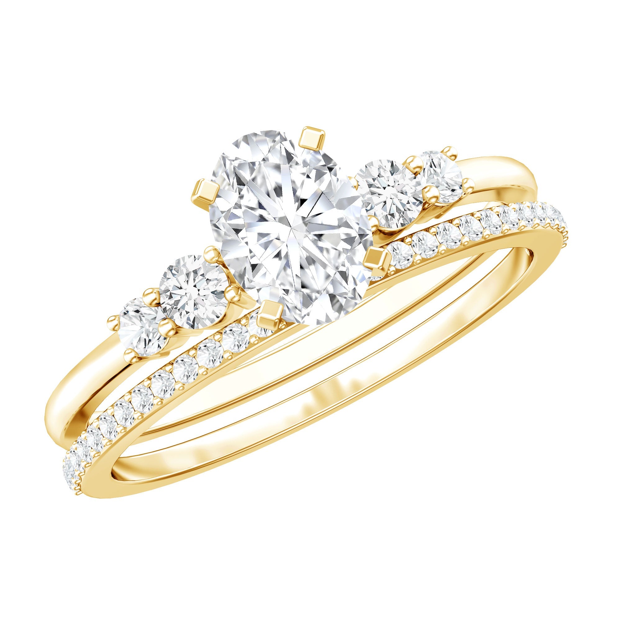 IGI Certified 1 Carat Lab Grown Diamond Engagement Ring with Wedding Band | Rings | Wiccan Center