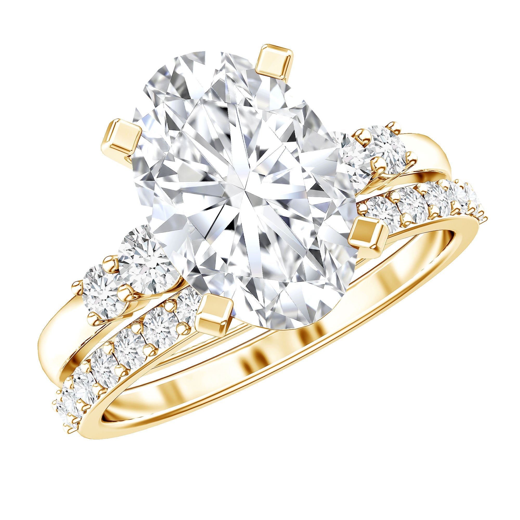 IGI Certified 3 Carat Oval Lab Grown Diamond Marriage Ring Set for Women | Rings | Wiccan Center