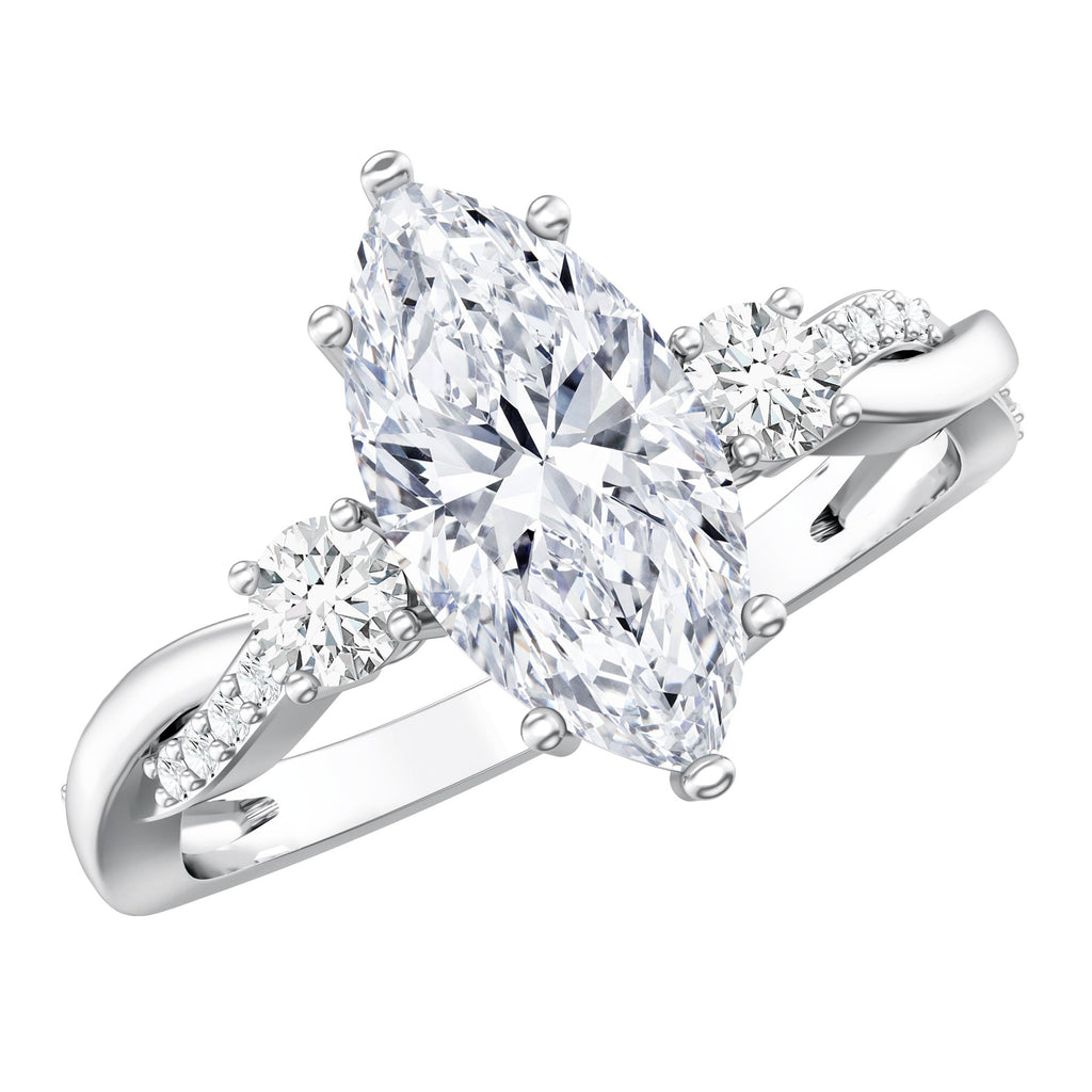2 Carat Marquise Cut Lab Grown Diamond Crossover Engagement Ring with IGI Certificate