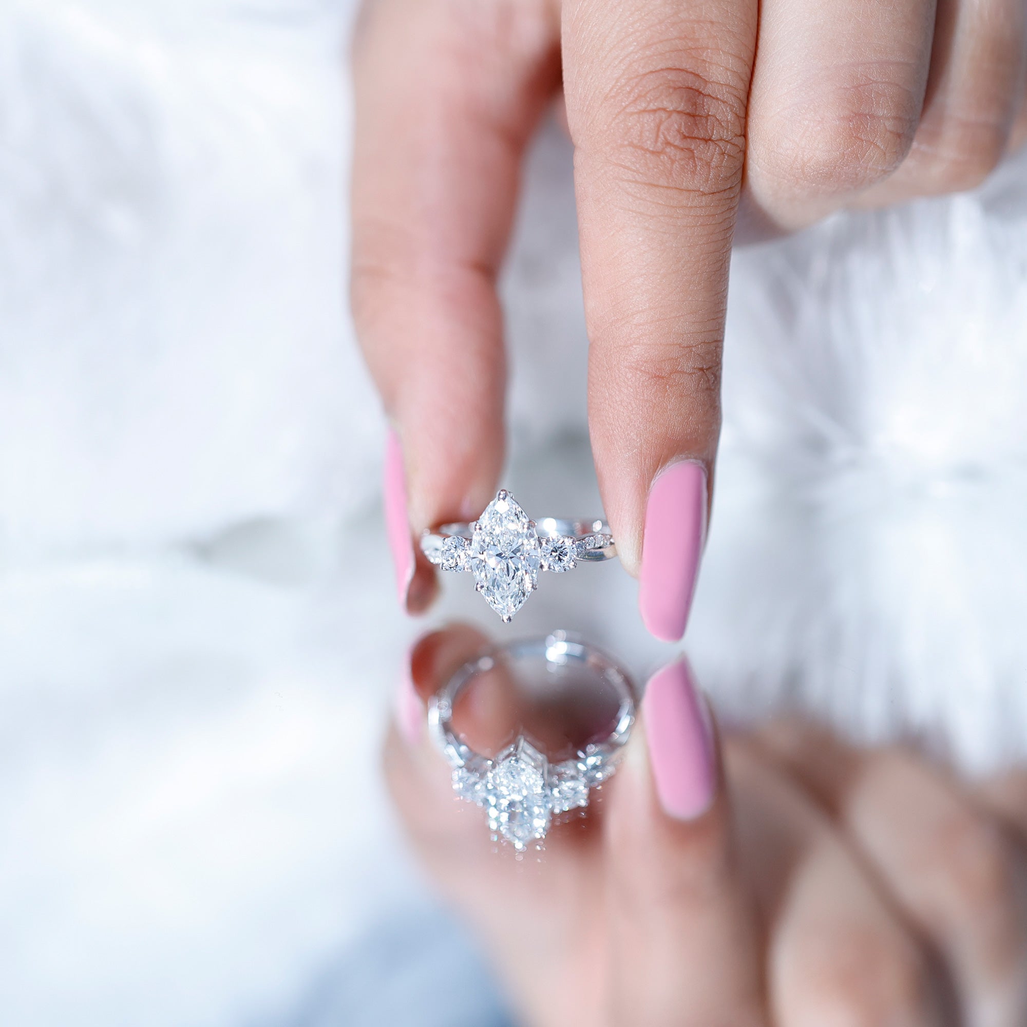 2 Carat Marquise Cut Lab Grown Diamond Crossover Engagement Ring with IGI Certificate