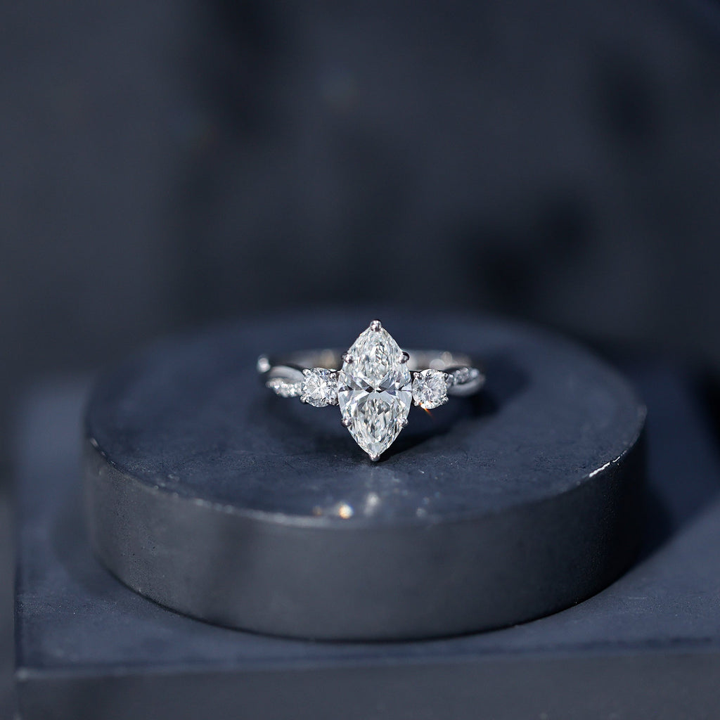 2 Carat Marquise Cut Lab Grown Diamond Crossover Engagement Ring with IGI Certificate