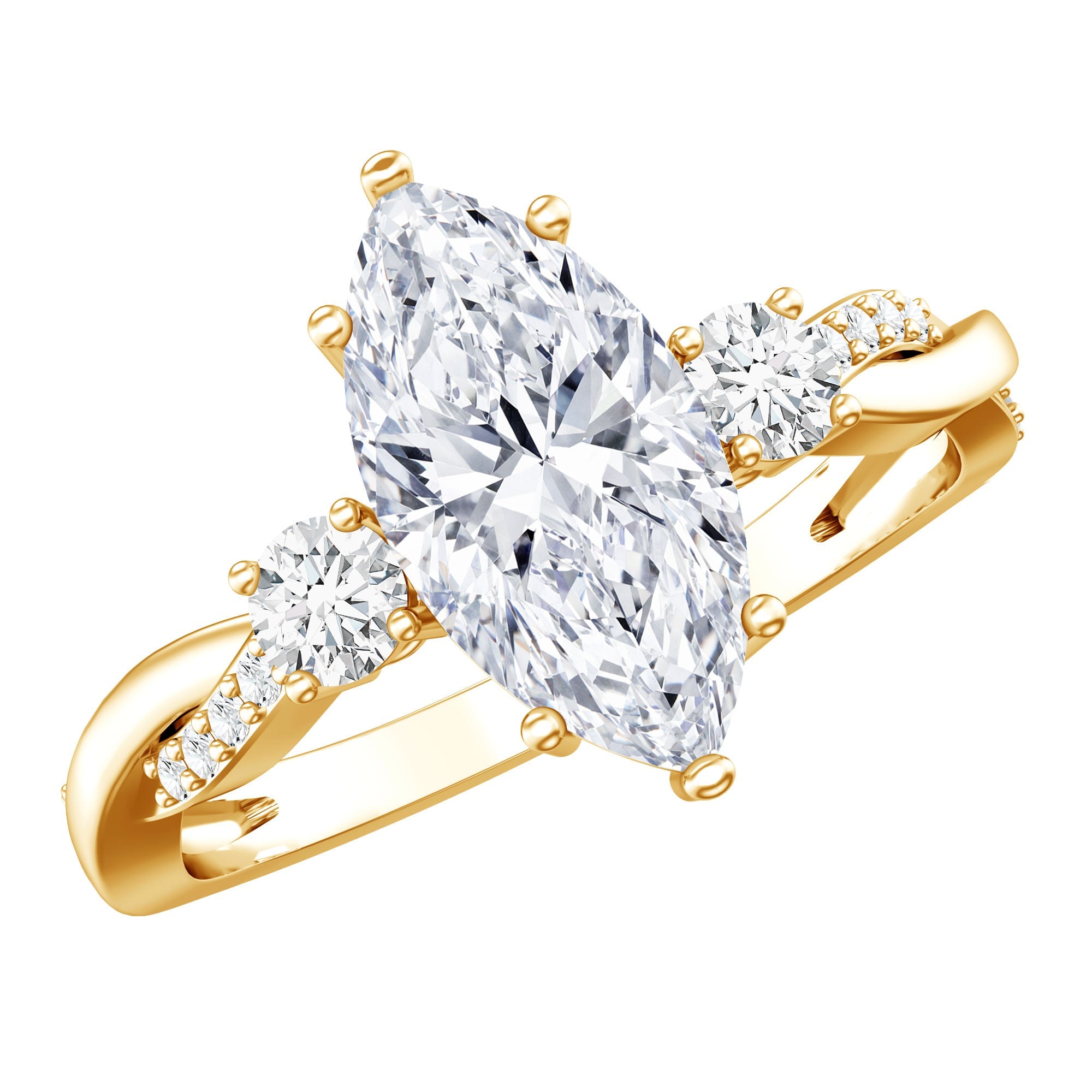 2 Carat Marquise Cut Lab Grown Diamond Crossover Engagement Ring with IGI Certificate | Rings | Wiccan Center