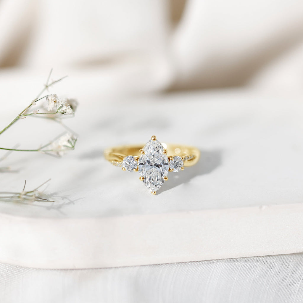 2 Carat Marquise Cut Lab Grown Diamond Crossover Engagement Ring with IGI Certificate