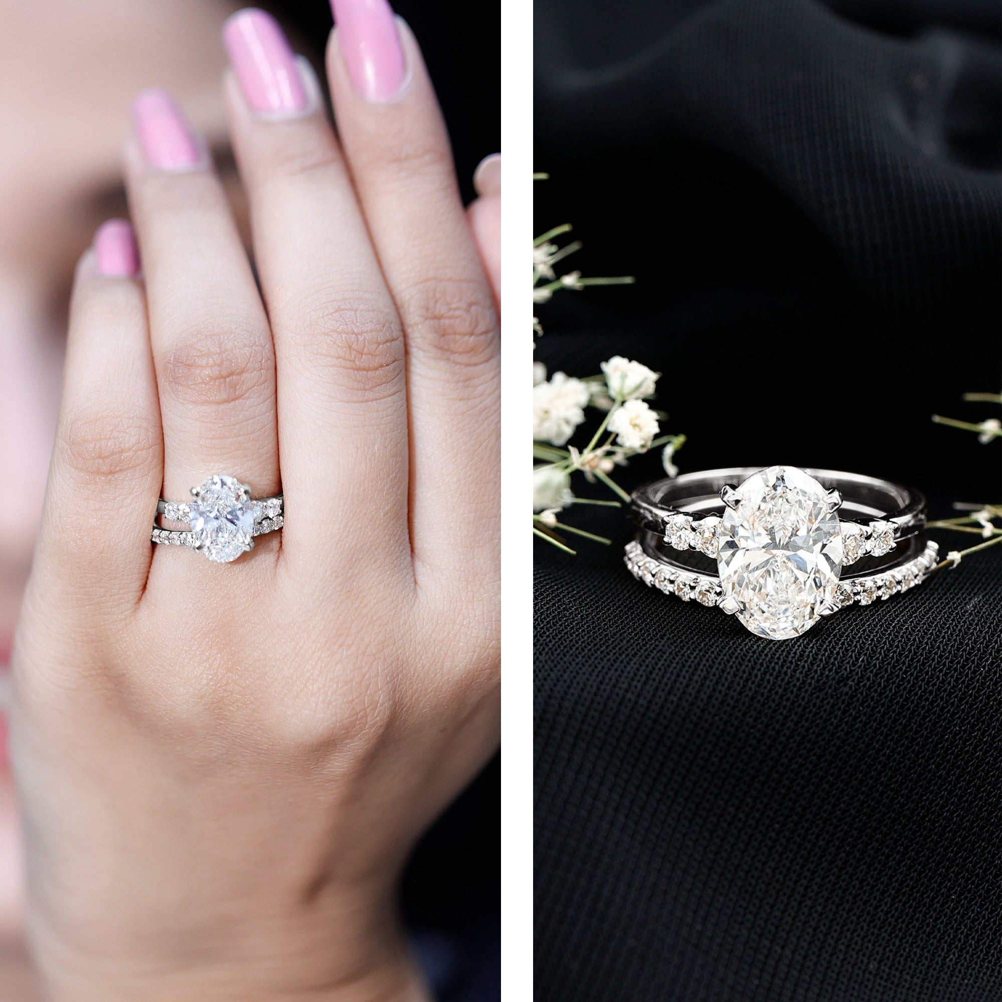 4 Carat Oval Wedding Ring Set with IGI Certified Lab Grown Diamond